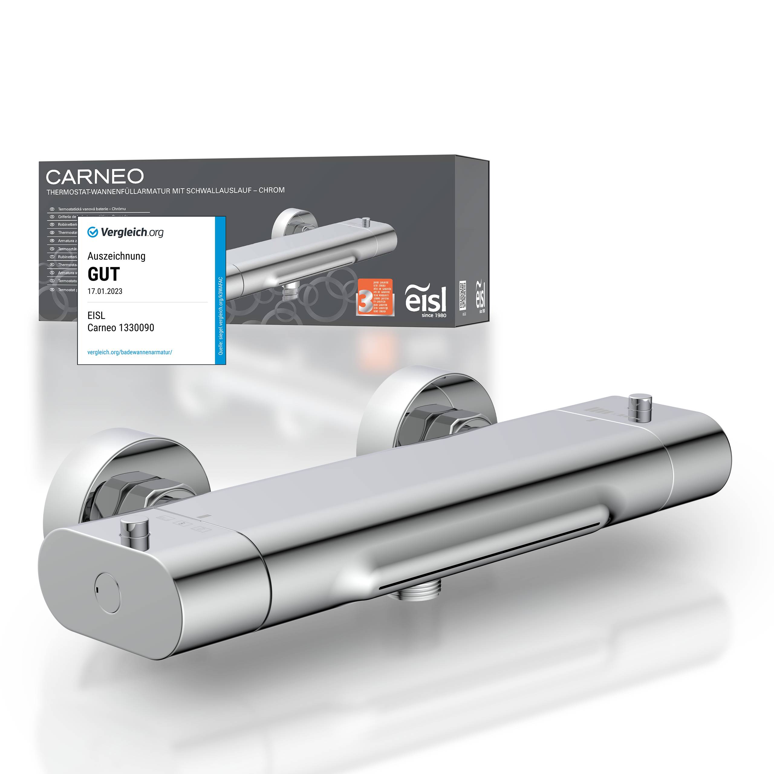 CARNEO Wannenfüllarmatur, Chrom, mit Schwallauslauf