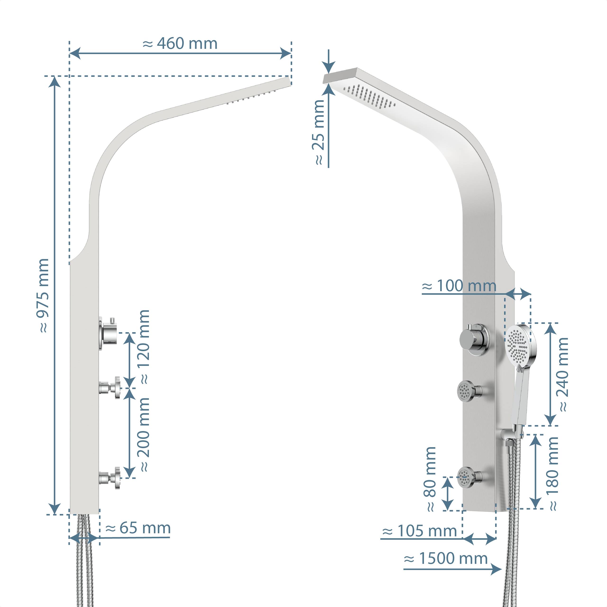 SANSIBAR Duschpaneel, Edelstahl