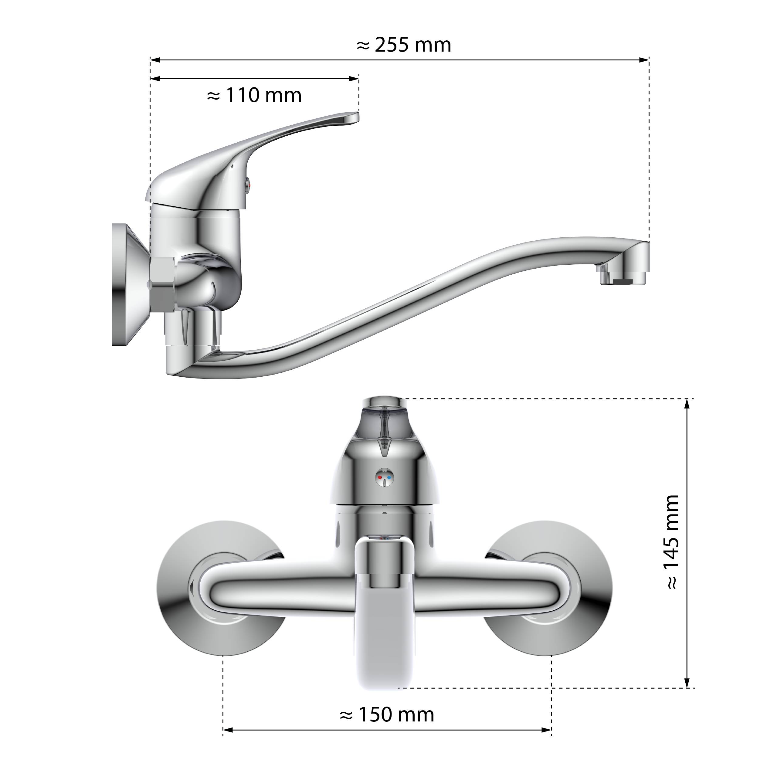 Ein moderner Silber-Küchenarmatur mit elegantem Design und ergonomischem Griff, vor einem schlichten schwarzen Hintergrund.