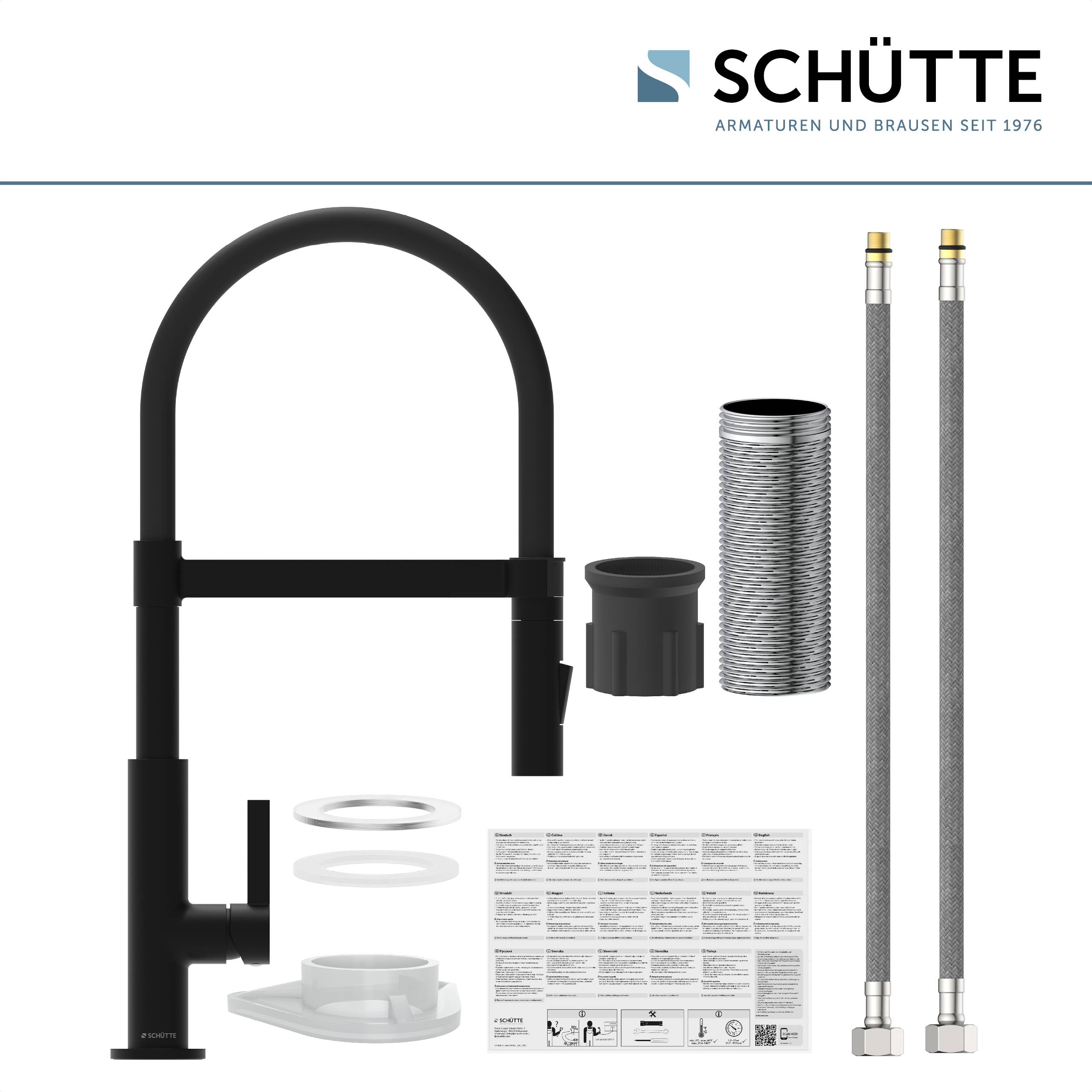 MIAMI Spültischarmatur, Schwarz matt, mit Soft-Touch Schlauch