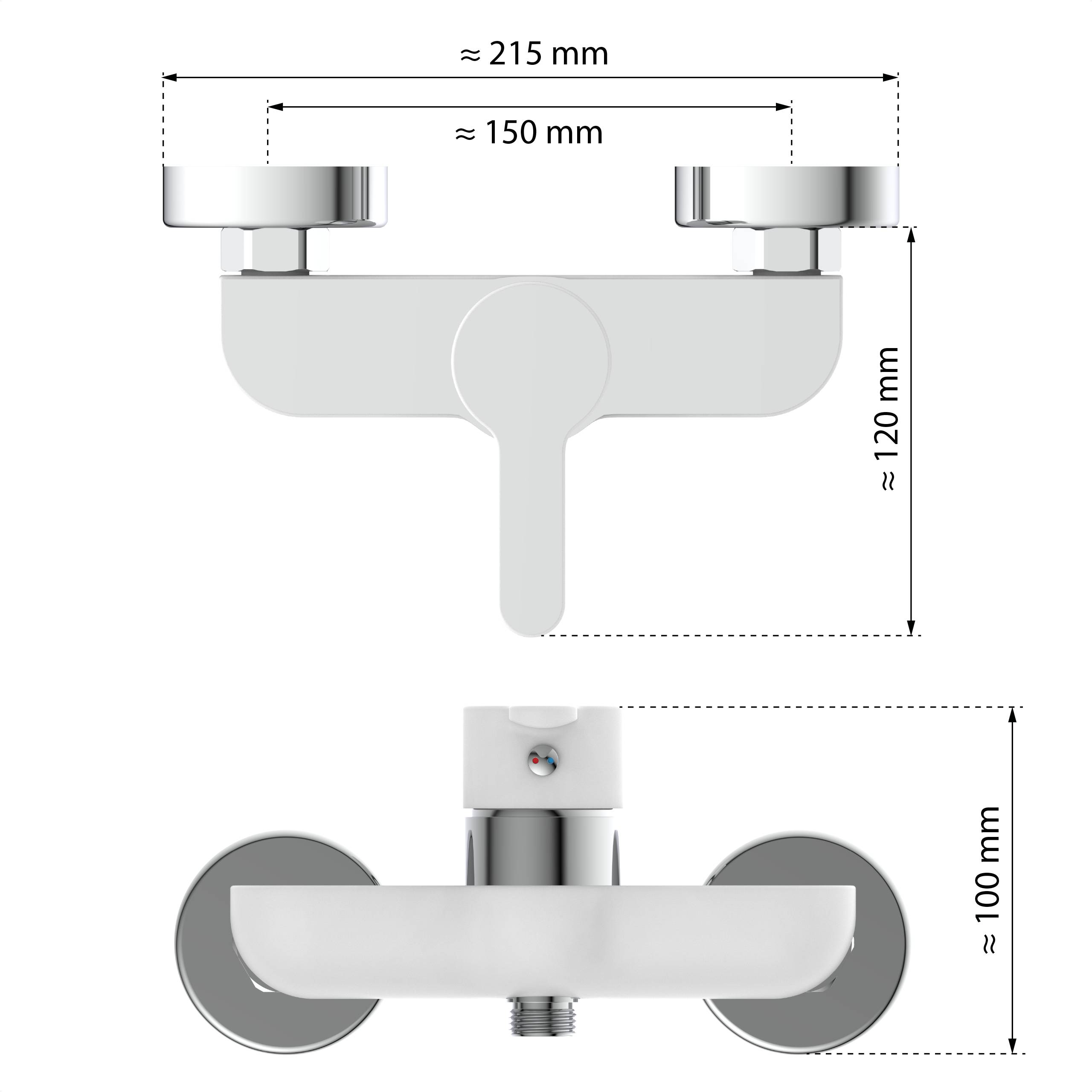 DIZIANI Duscharmatur, Weiß/Chrom