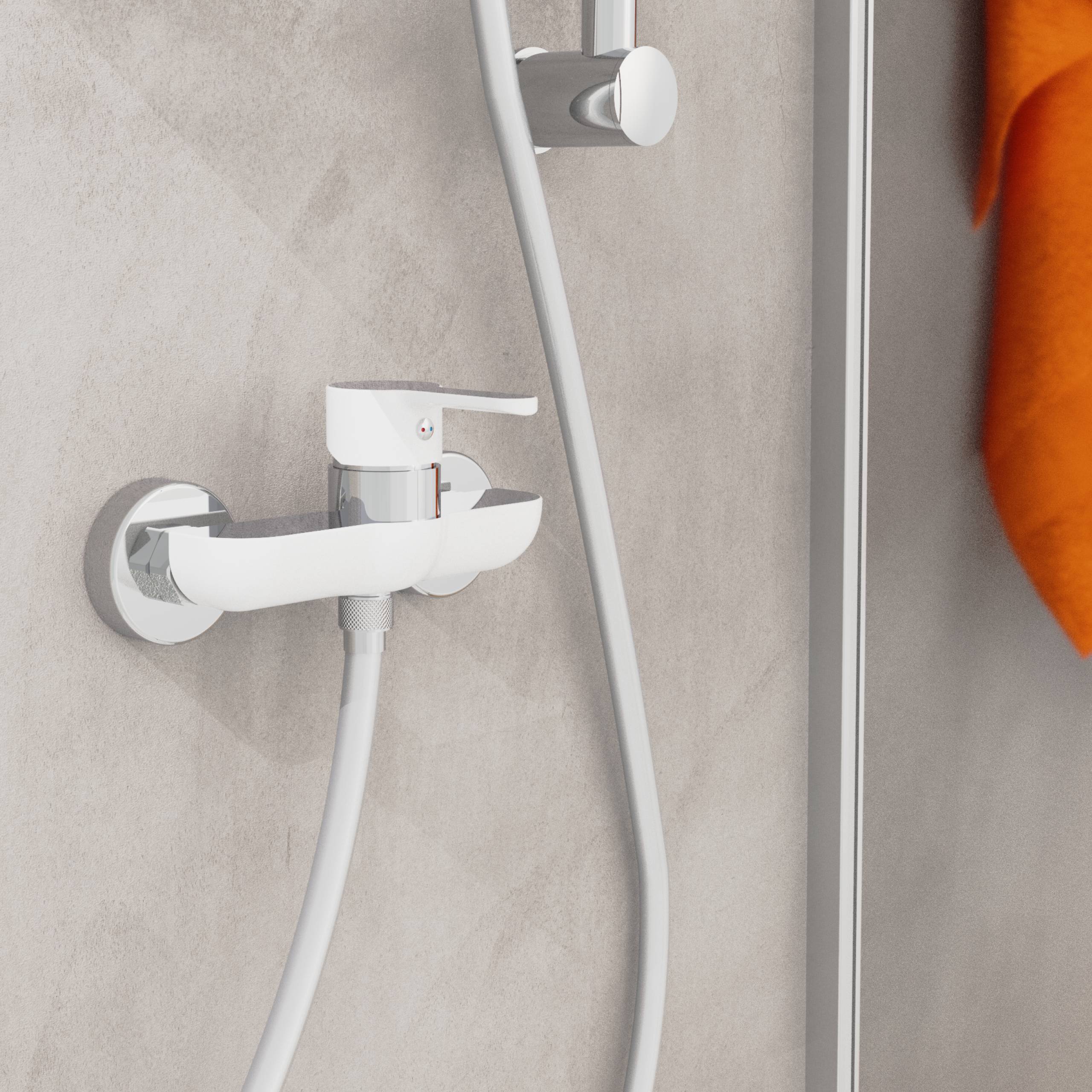 DIZIANI Duscharmatur, Weiß/Chrom