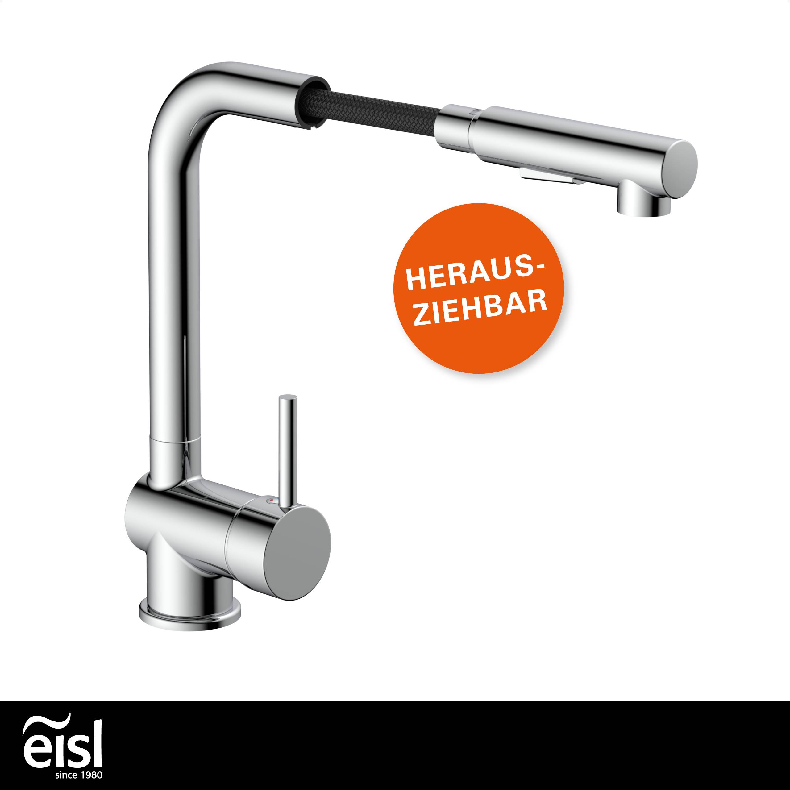 COOL Spültischarmatur, Chrom, mit herausziehbarer Geschirrbrause