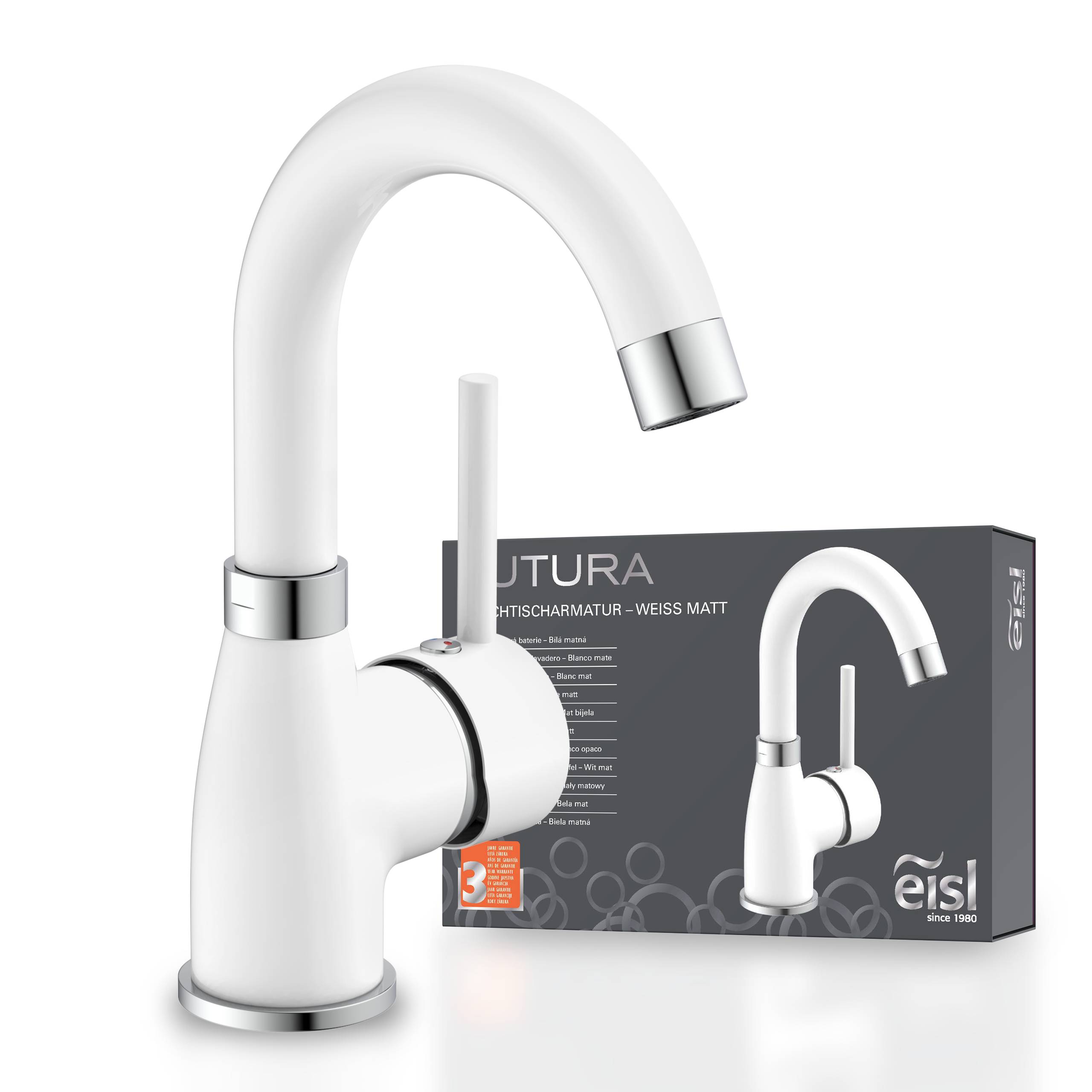 FUTURA Waschtischarmatur, Weiß matt/Chrom