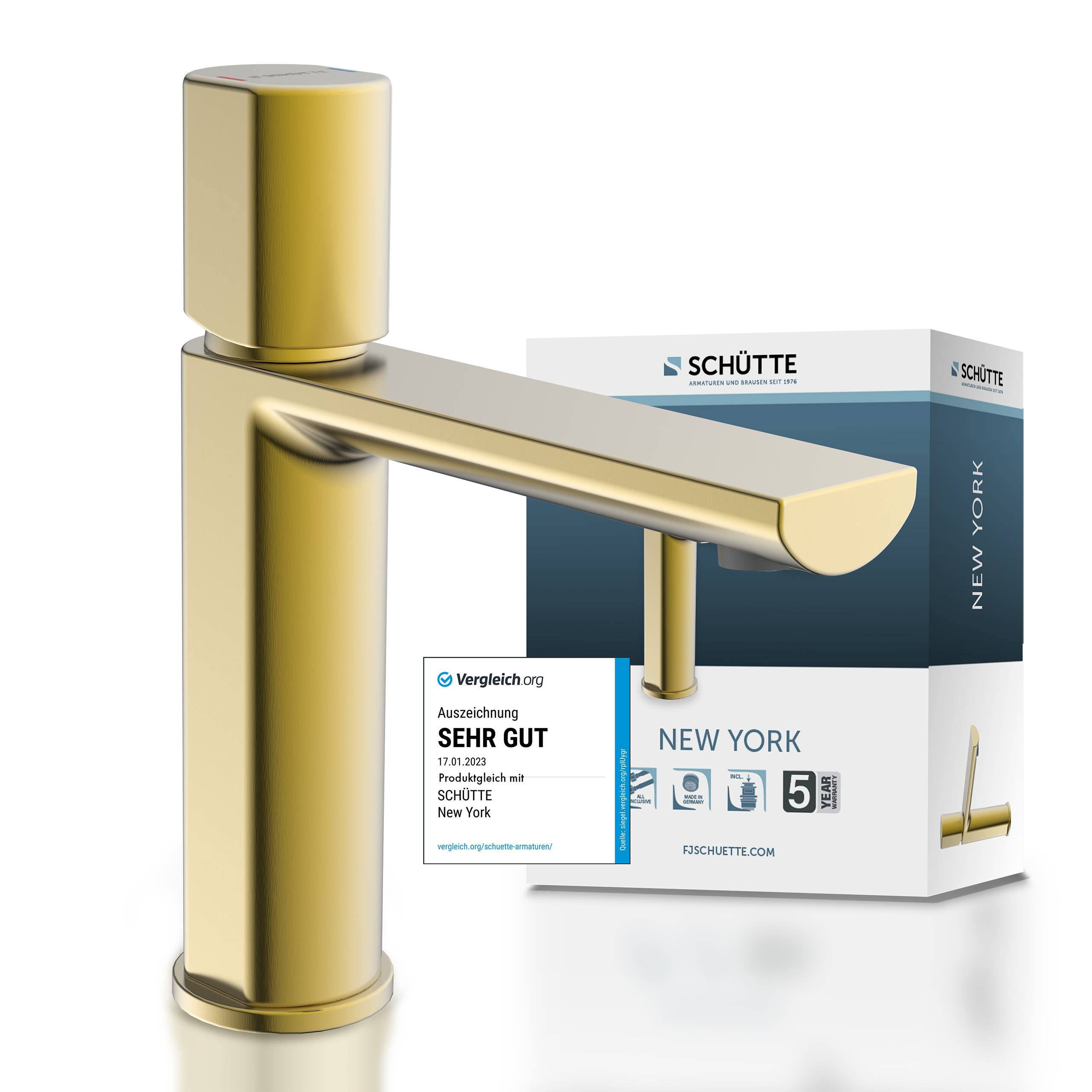 NEW YORK Waschtischarmatur, Gold matt