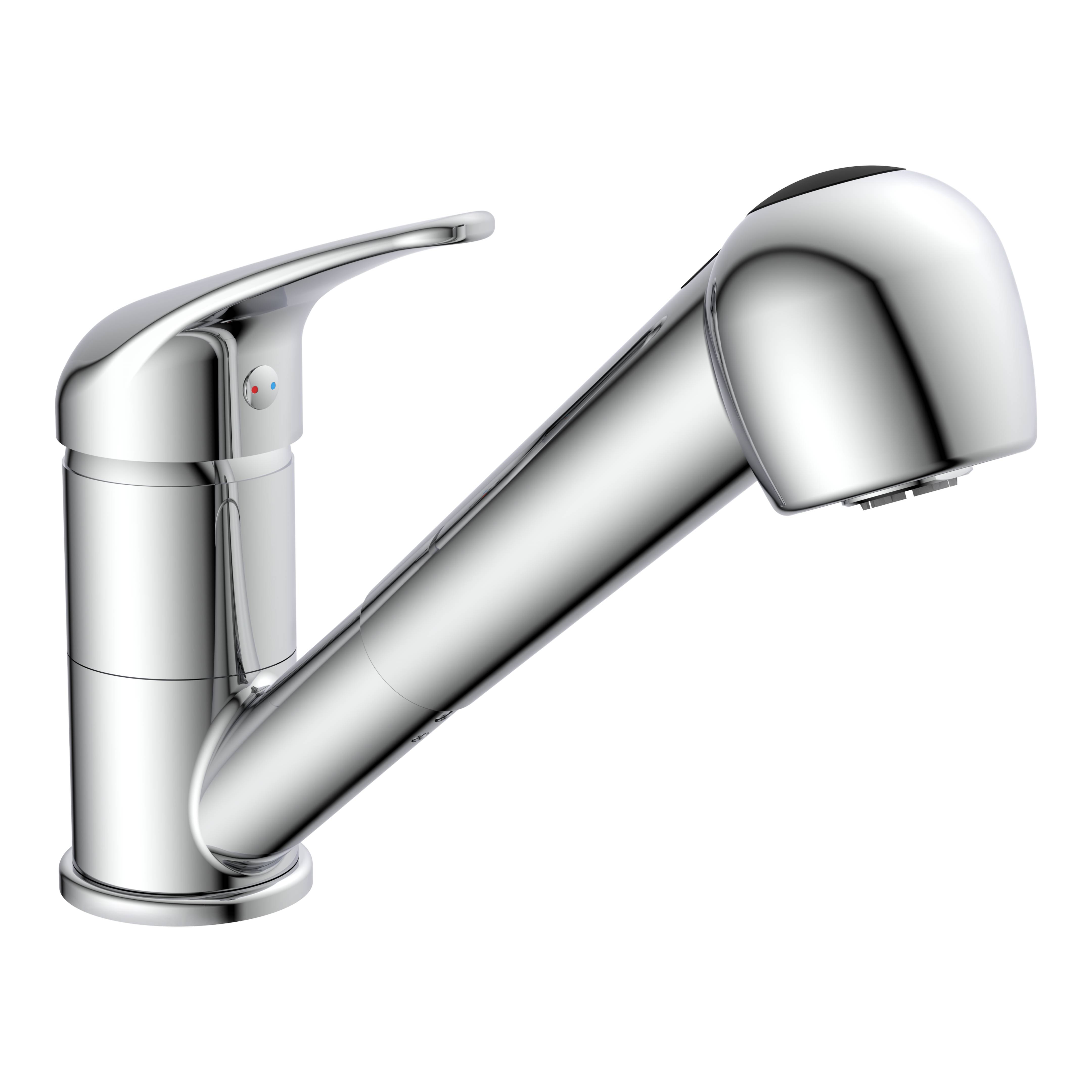 ULTRA Spültischarmatur Niederdruck, Chrom, mit herausziehbarer Geschirrbrause