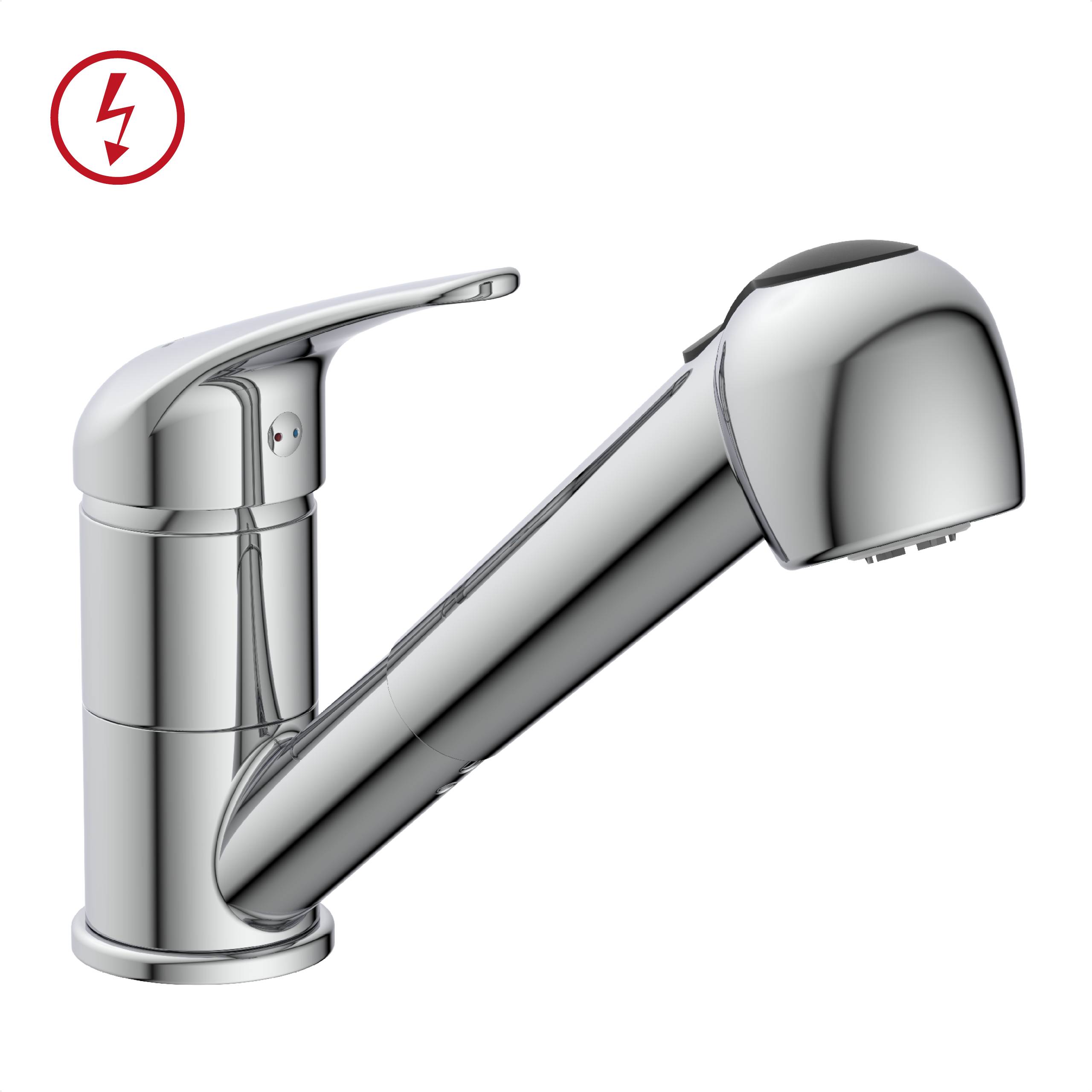 ULTRA Spültischarmatur Niederdruck, Chrom, mit herausziehbarer Geschirrbrause