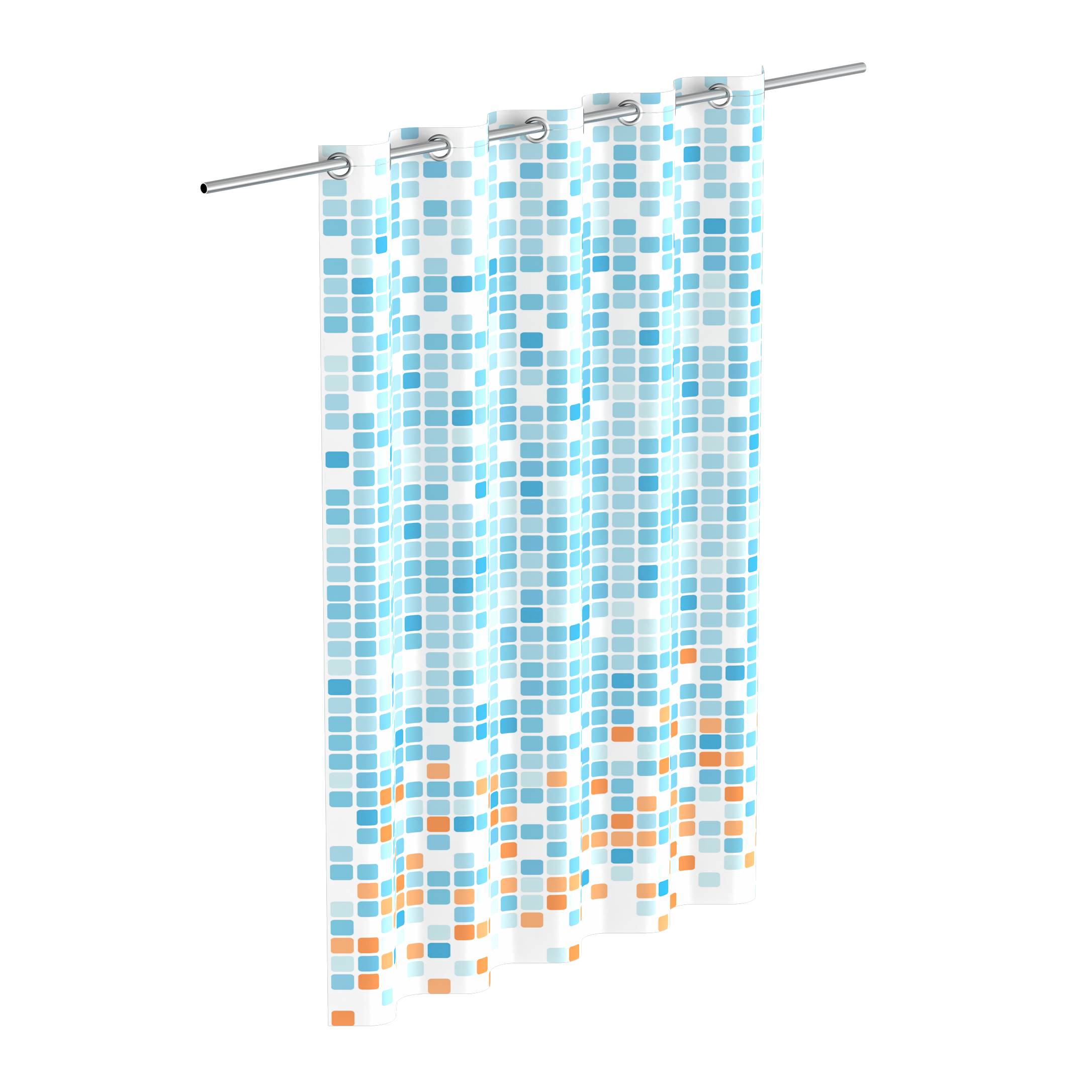 Duschvorhang, Mosaik Blau/Orange