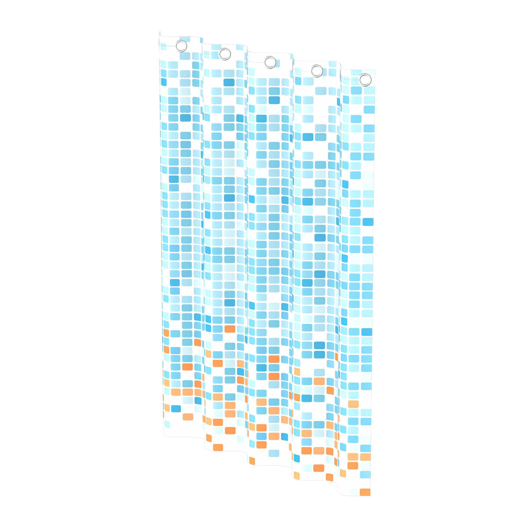 Duschvorhang, Mosaik Blau/Orange