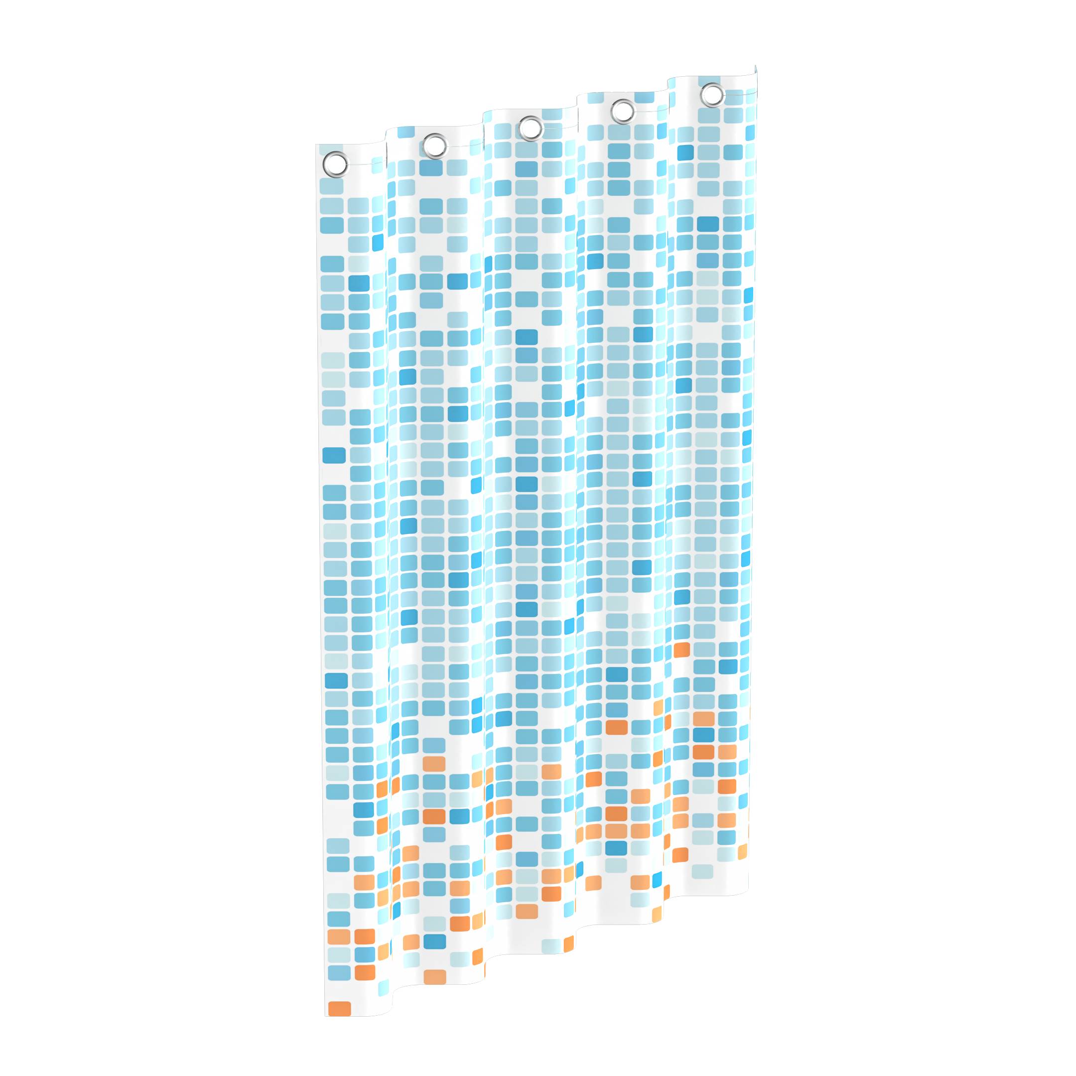 Duschvorhang, Mosaik Blau/Orange