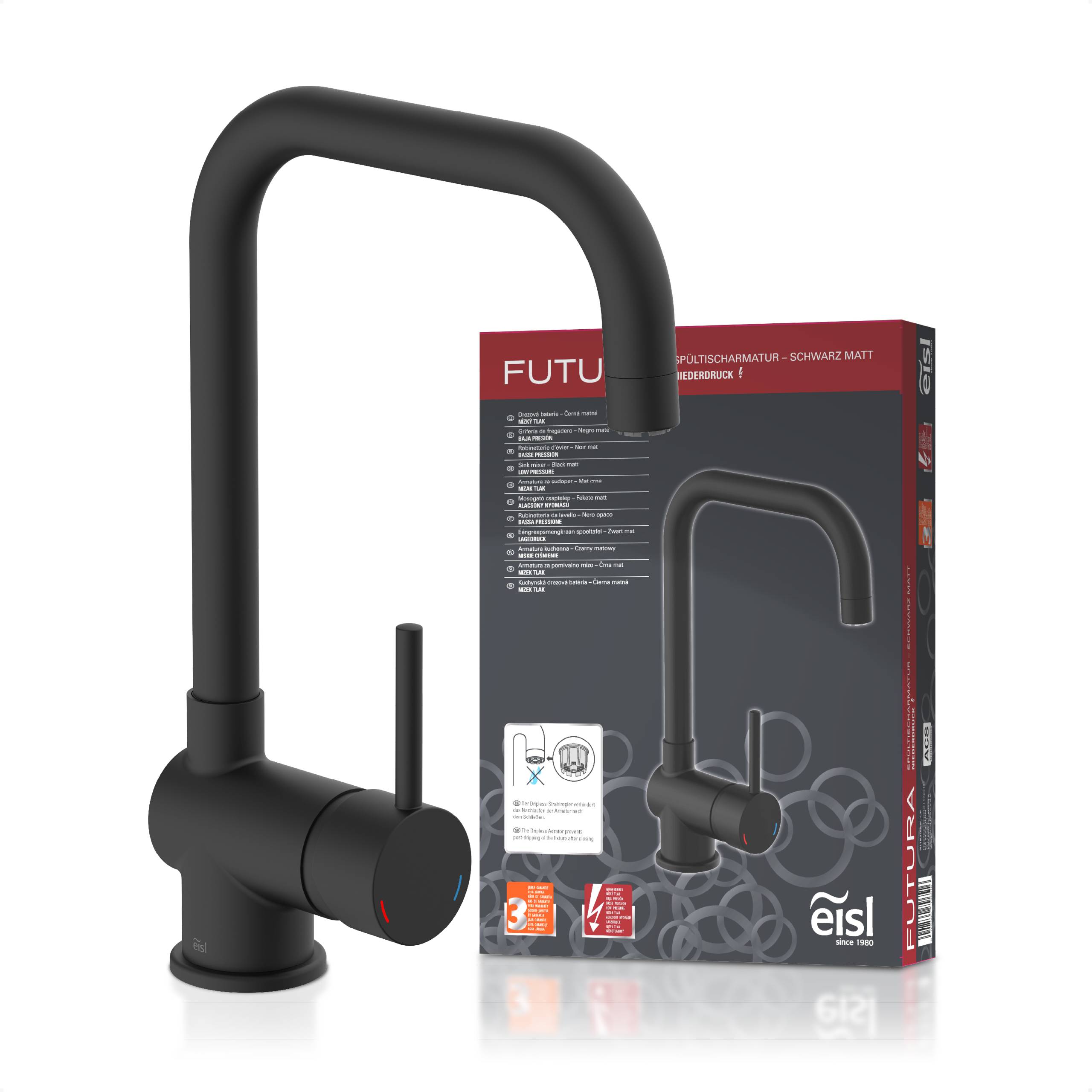 FUTURA Spültischarmatur Niederdruck, Schwarz matt