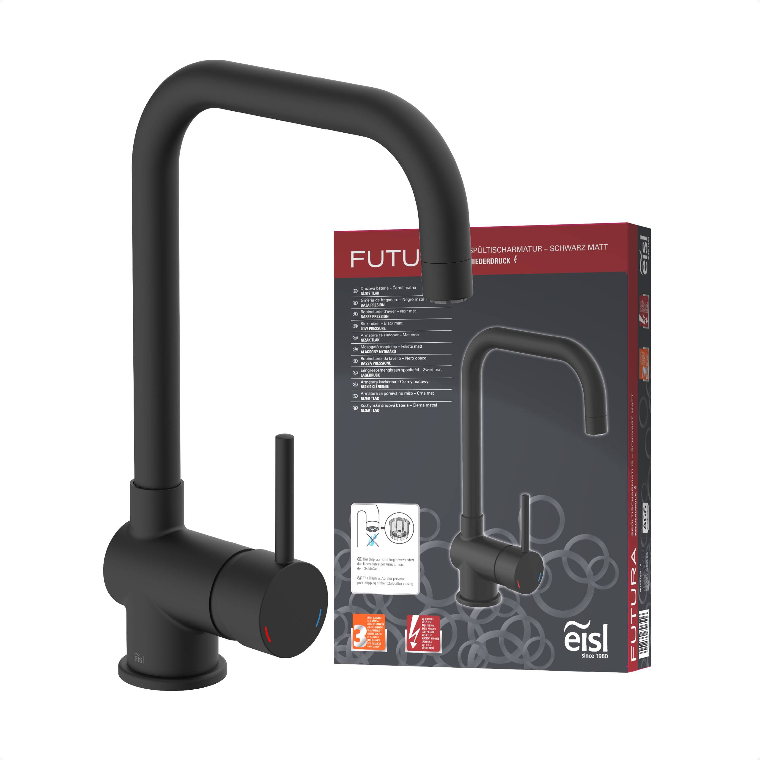FUTURA Spültischarmatur Niederdruck, Schwarz matt