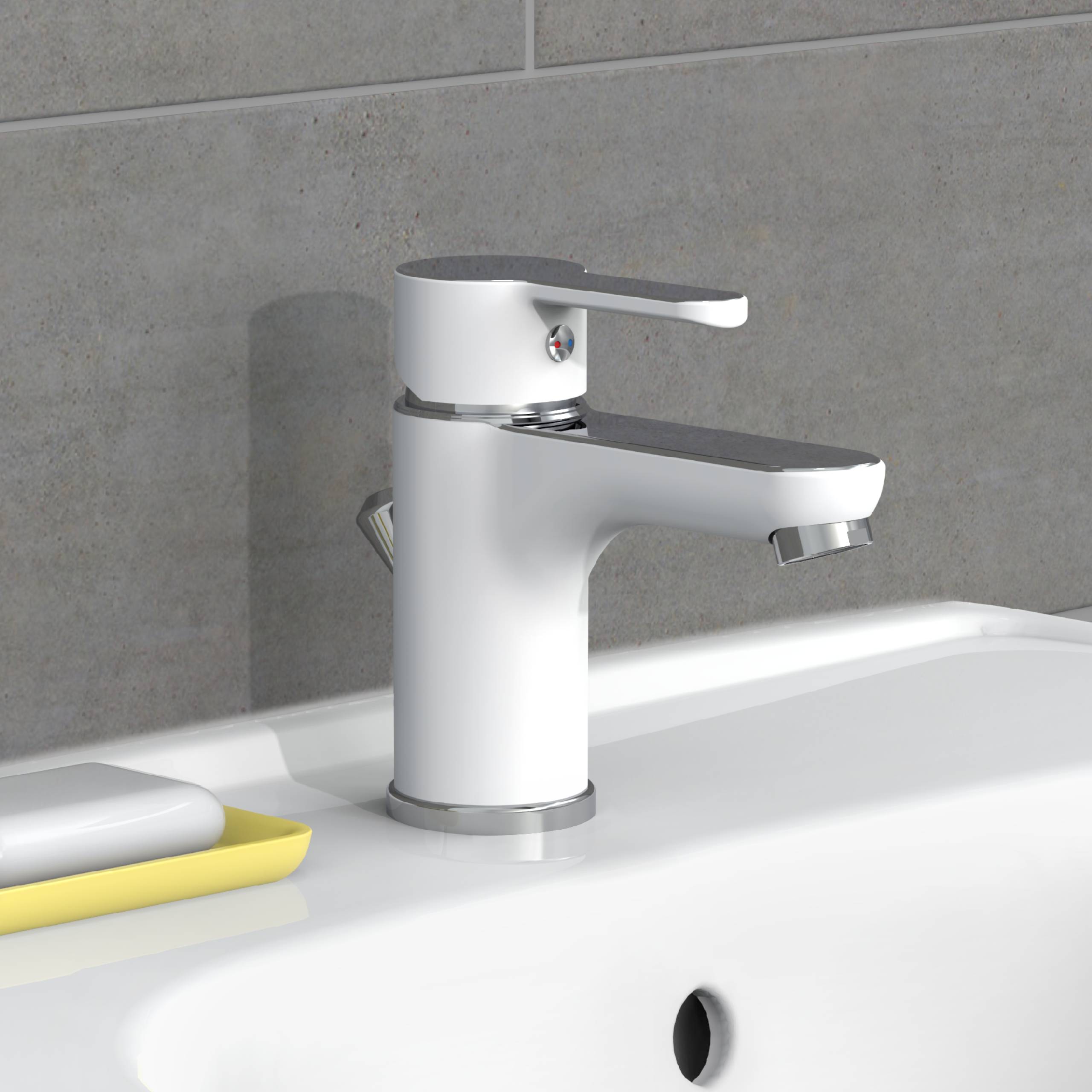 DIZIANI Waschtischarmatur, Weiß/Chrom