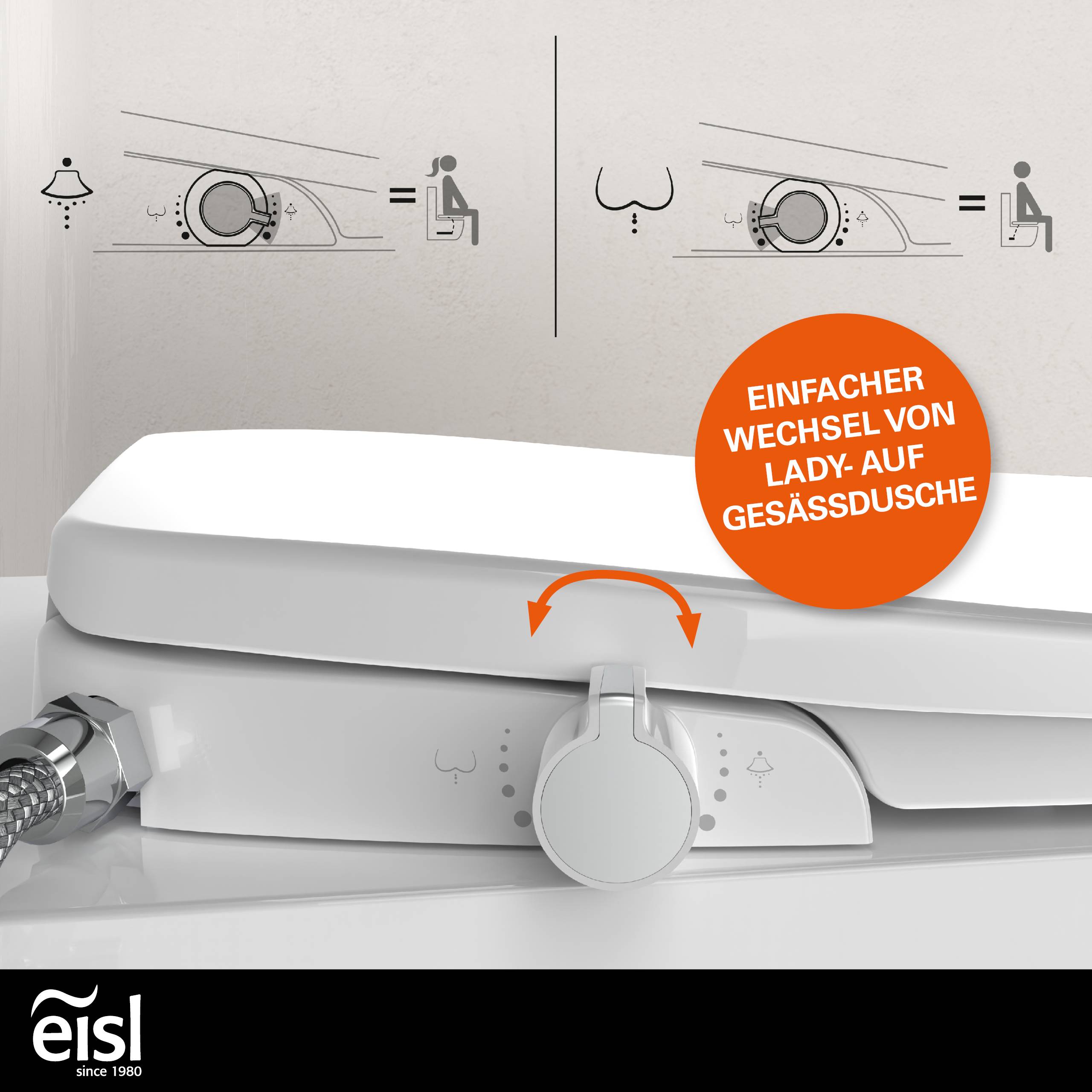 Dusch-WC-Aufsatz, mit Absenkautomatik und Schnellverschluss