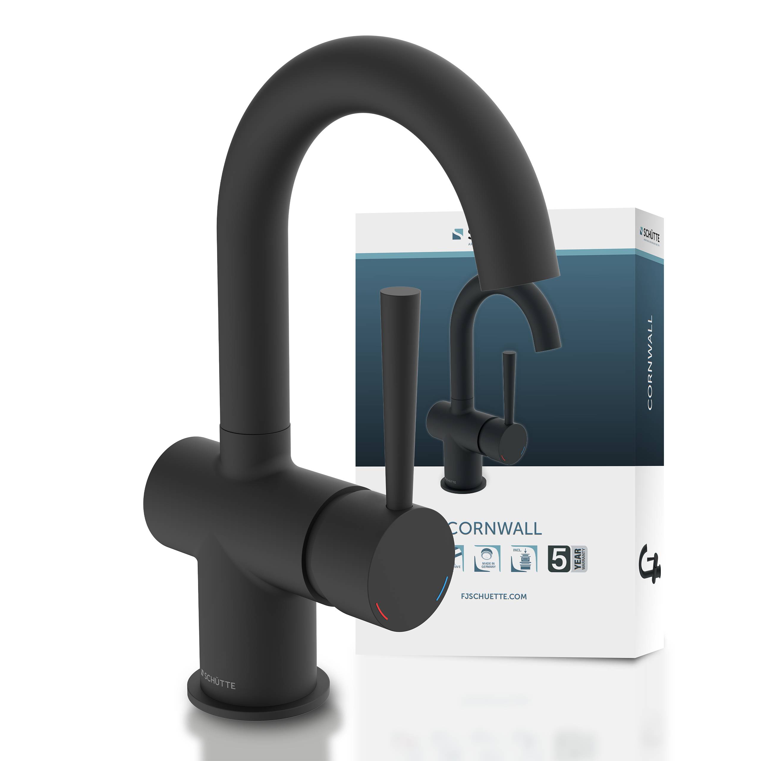 CORNWALL Waschtischarmatur, Schwarz matt