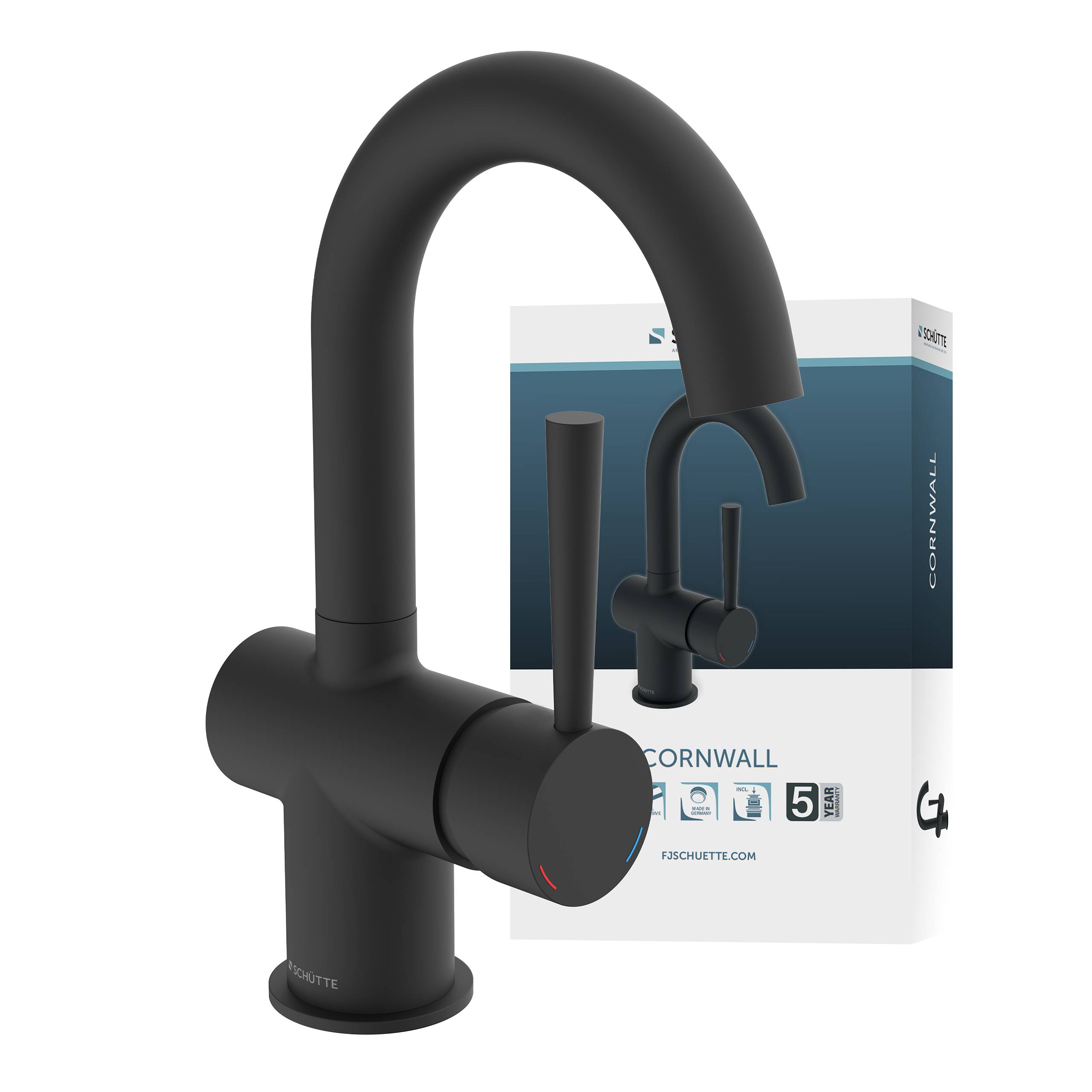 CORNWALL Waschtischarmatur, Schwarz matt