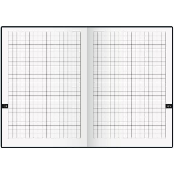 Taschenkalender 10x14cm 1 Woche/2 Seiten Kunststoff-Einband schwarz 2025