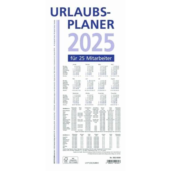 Urlaubsplaner 992 100x29,7cm 16 Monate 2025