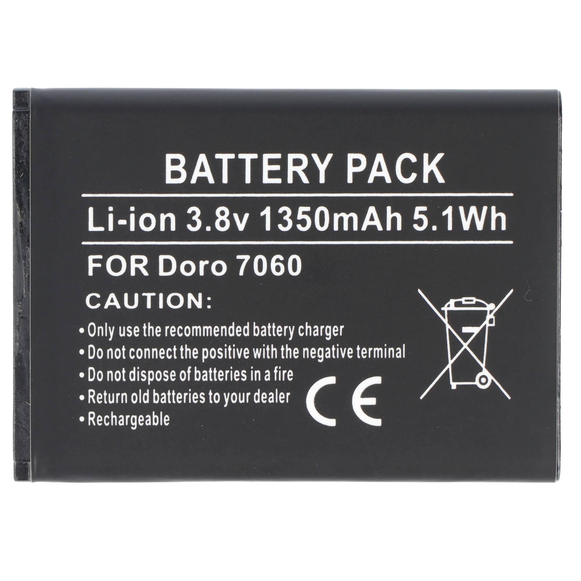 Akku passend für Doro 7030, 7080, Li-ion, 3,7V, 1350mAh, 5,0Wh