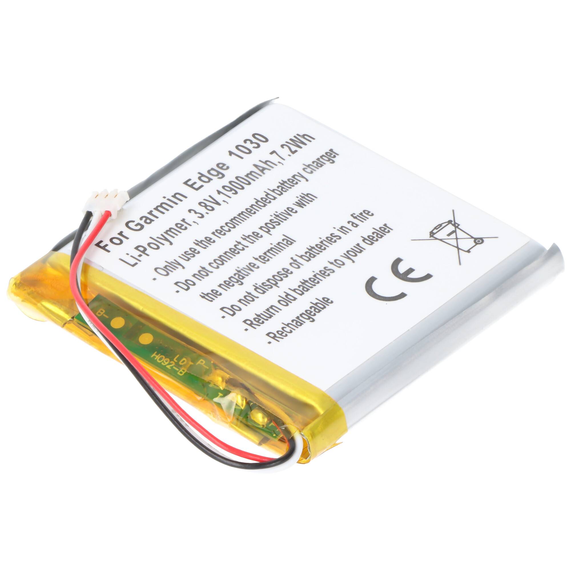 Akku passend für Garmin Edge 1030, Li-Polymer, 3,8V, 1900mAh, 7,2Wh