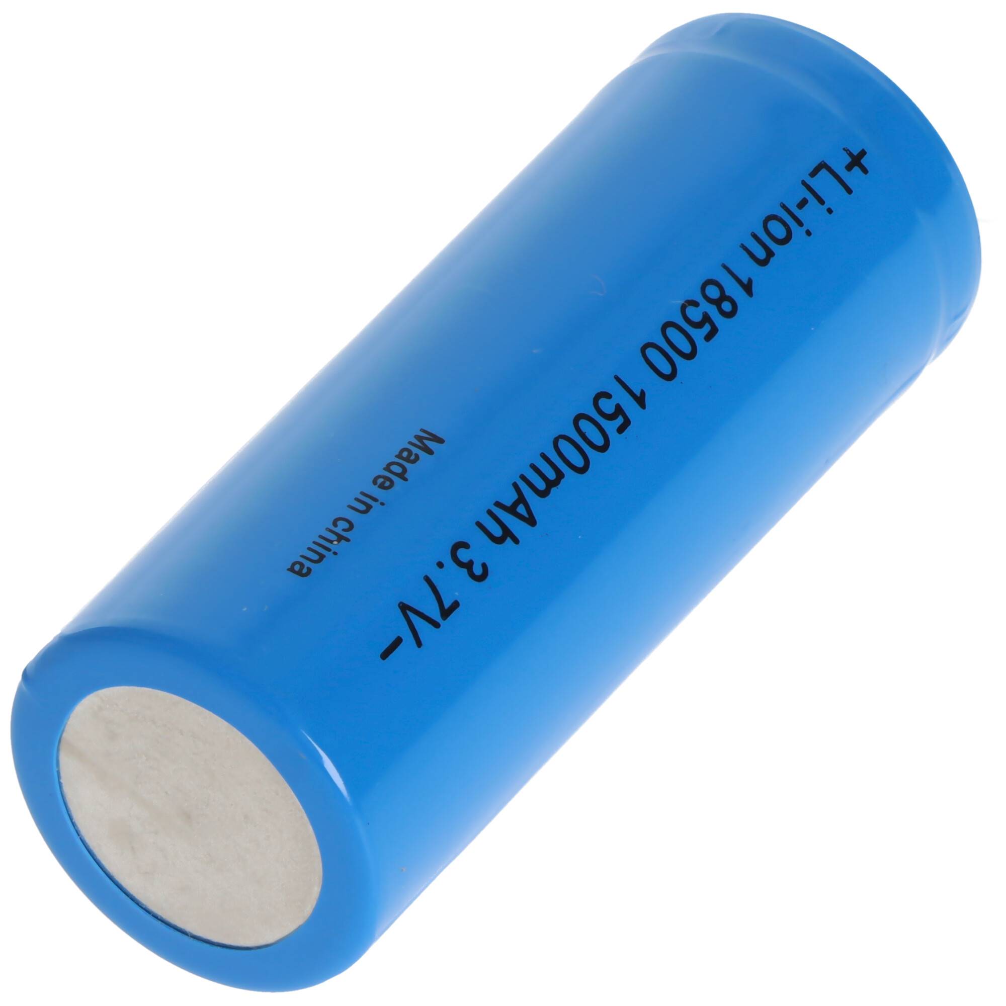 18500 Li-Ion Akku mit 3,6-3,7 Volt, 18500-A1, 1500mAh, flacher Pluspol, 48,9 x 18,3mm