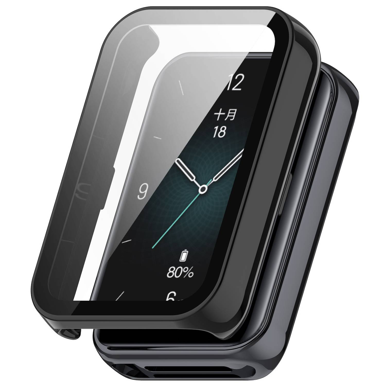 Für Honor Band 9 Kunststoff Smart Watch Hülle + H9 Schutz Hart Glas Schwarz