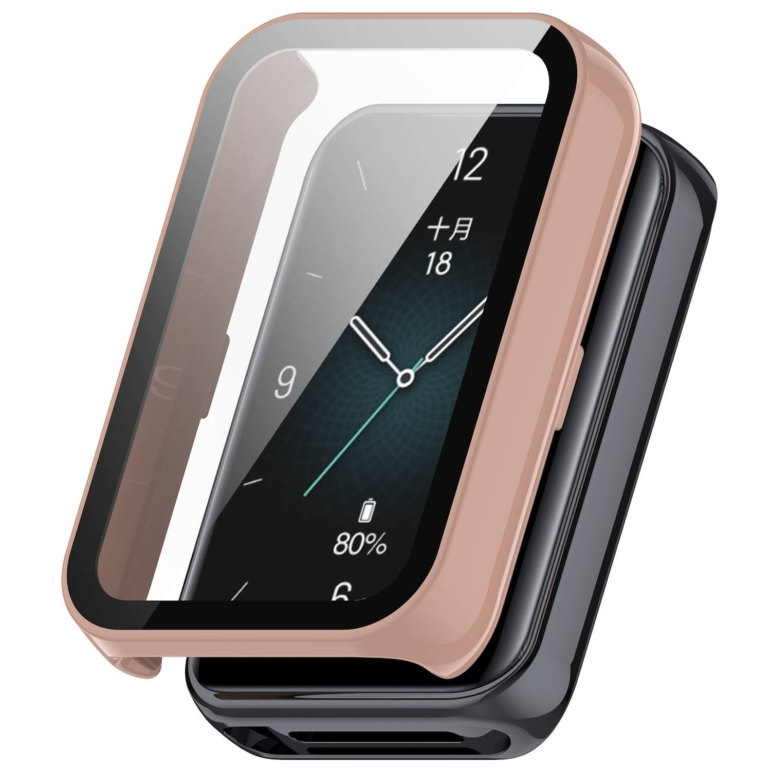 Für Honor Band 9 Kunststoff Smart Watch Hülle + H9 Schutz Hart Glas Rosa