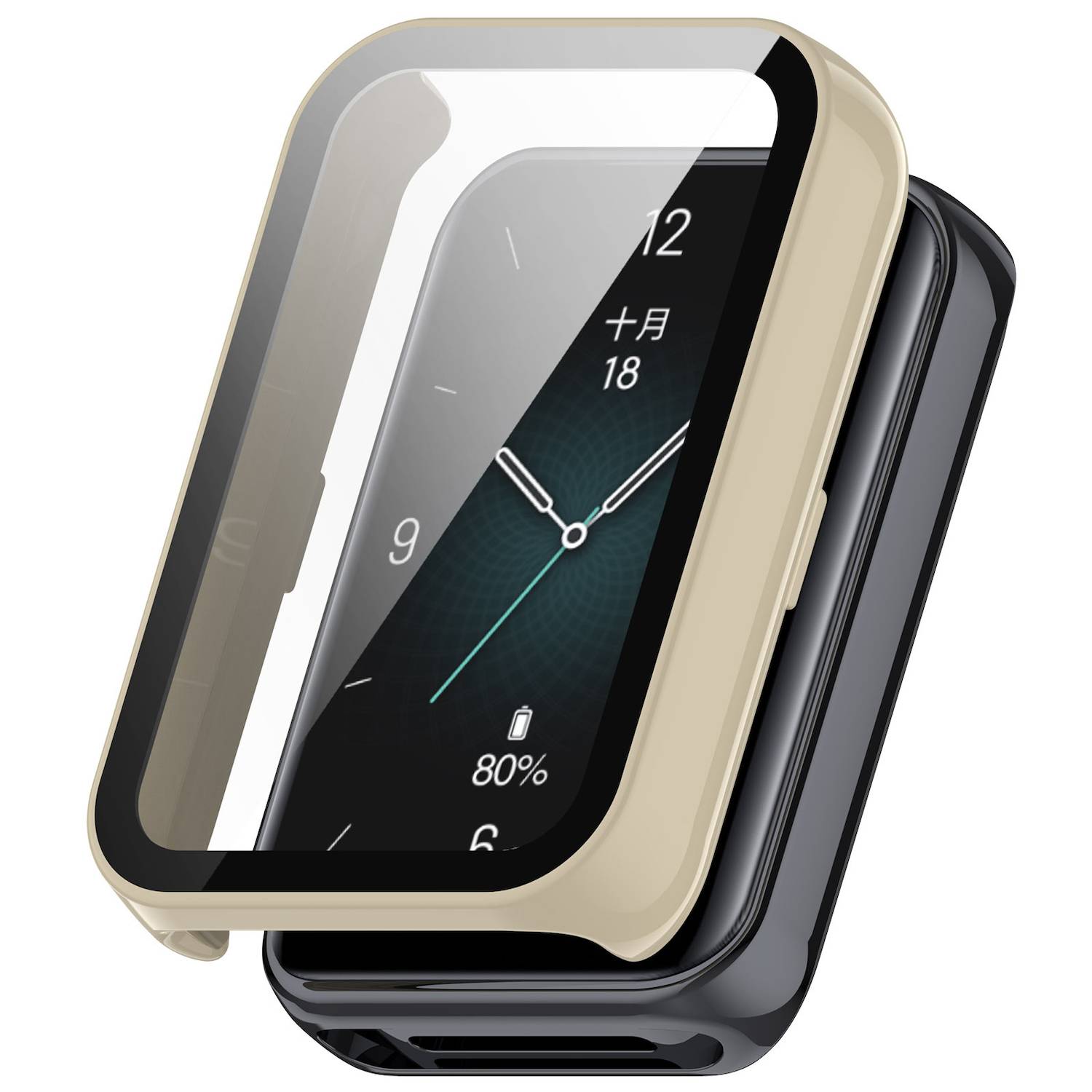Für Honor Band 9 Kunststoff Smart Watch Hülle + H9 Schutz Hart Glas Weiß