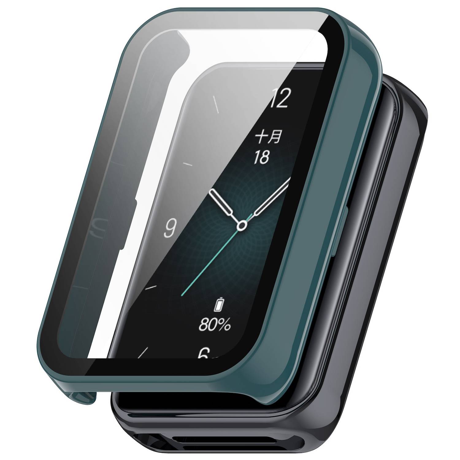 Für Honor Band 9 Kunststoff Smart Watch Hülle + H9 Schutz Hart Glas Grün