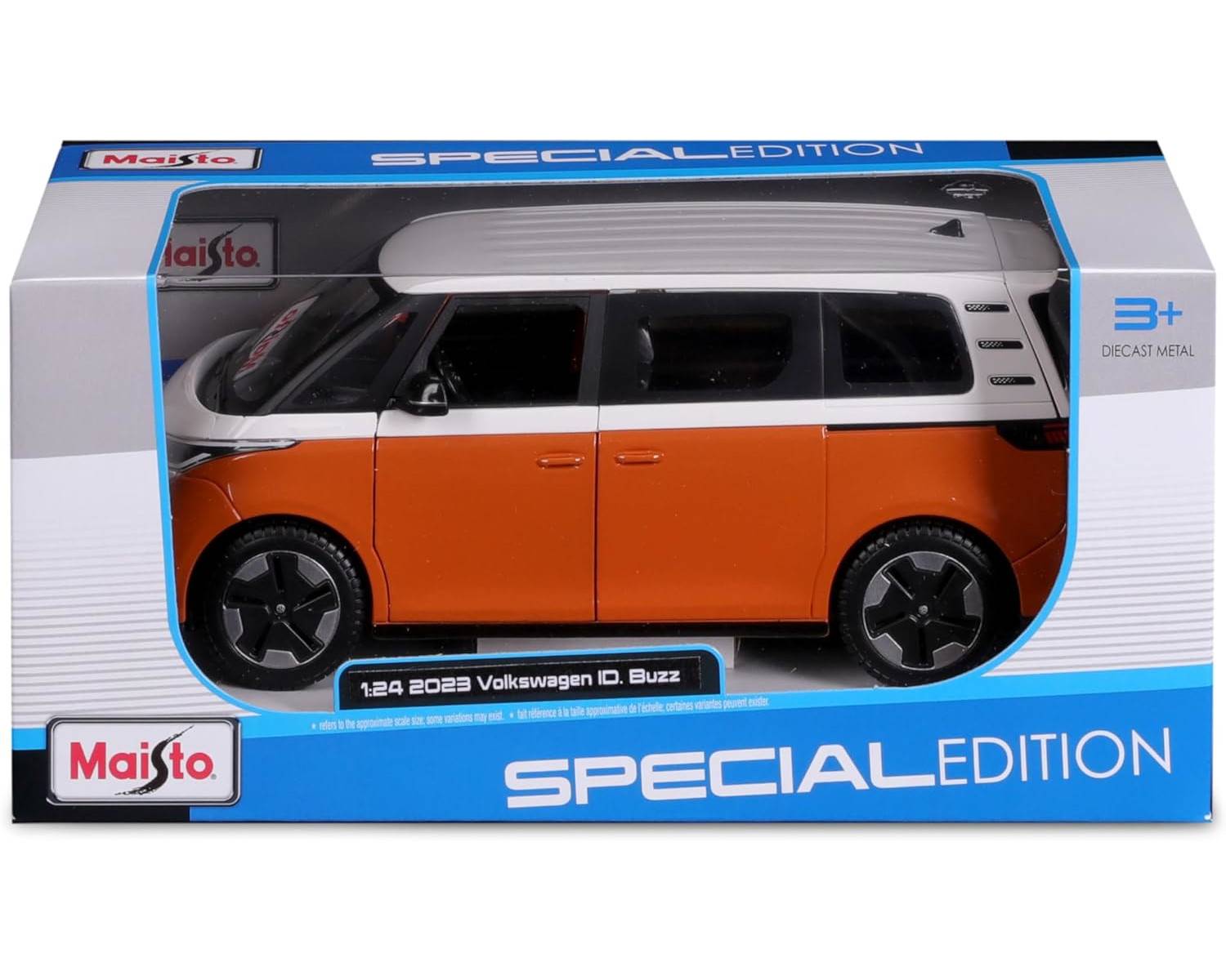 Maisto 32914O - Modellauto - VW ID.Buzz (weiß-orange, Maßstab 1:24) Modell Auto Spielzeugauto