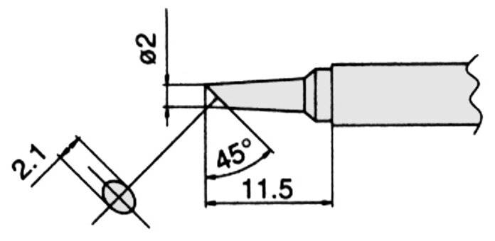 Lötspitze für FM2027 und FM2028, D: 2 mm, 45° abgeschrägt