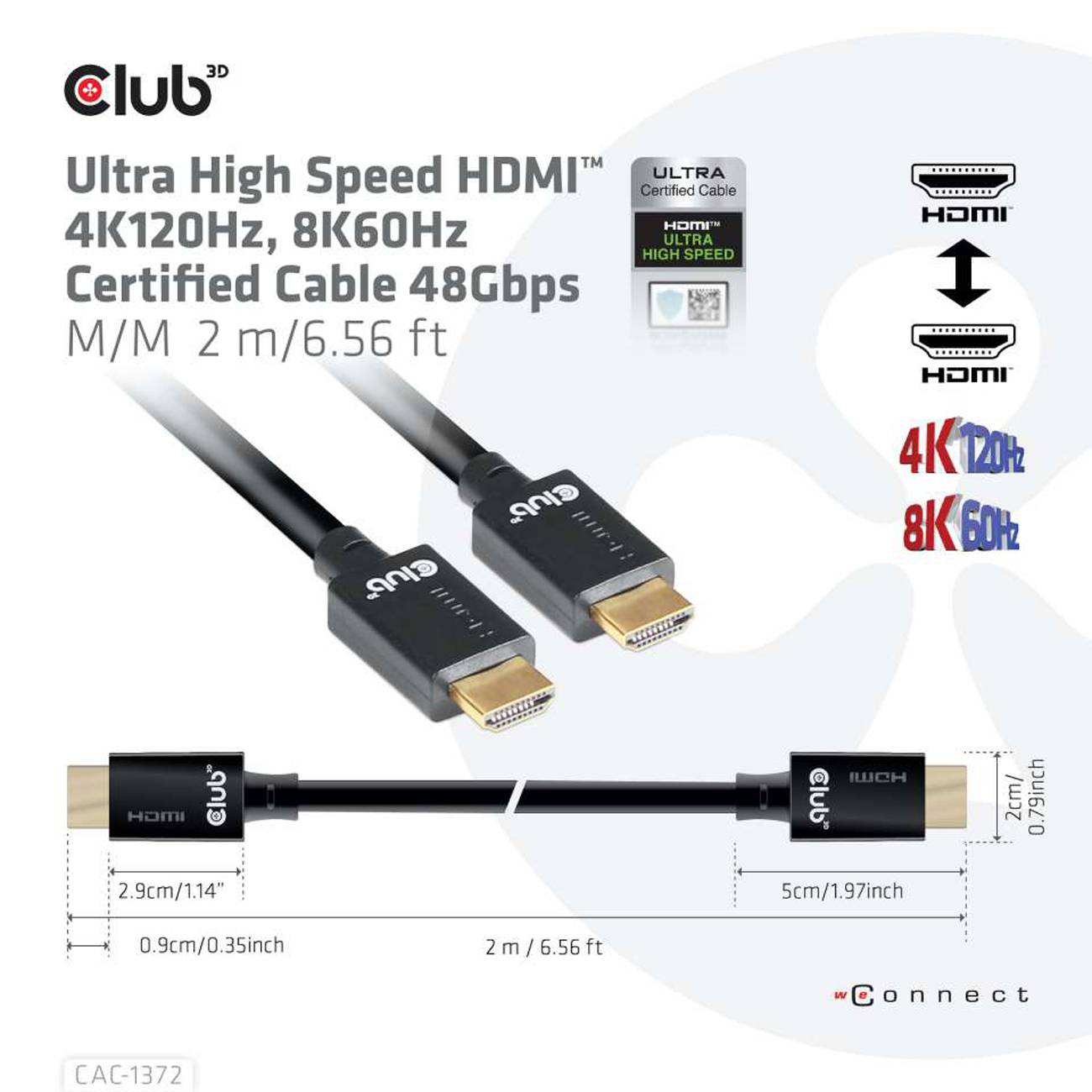 Club3D HDMI-Kabel A -> A 2.1 Ultra High Speed 10K HDR 2m retail Multimedia-Technik