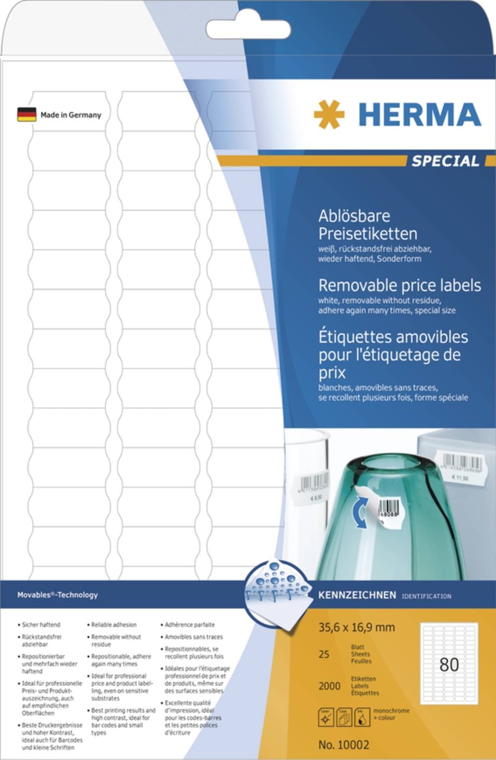 HERMA Preisetik. A4 weiß 35,6x16,9 mm ablösb Papier 2000 St. Multimedia-Technik Etiketten