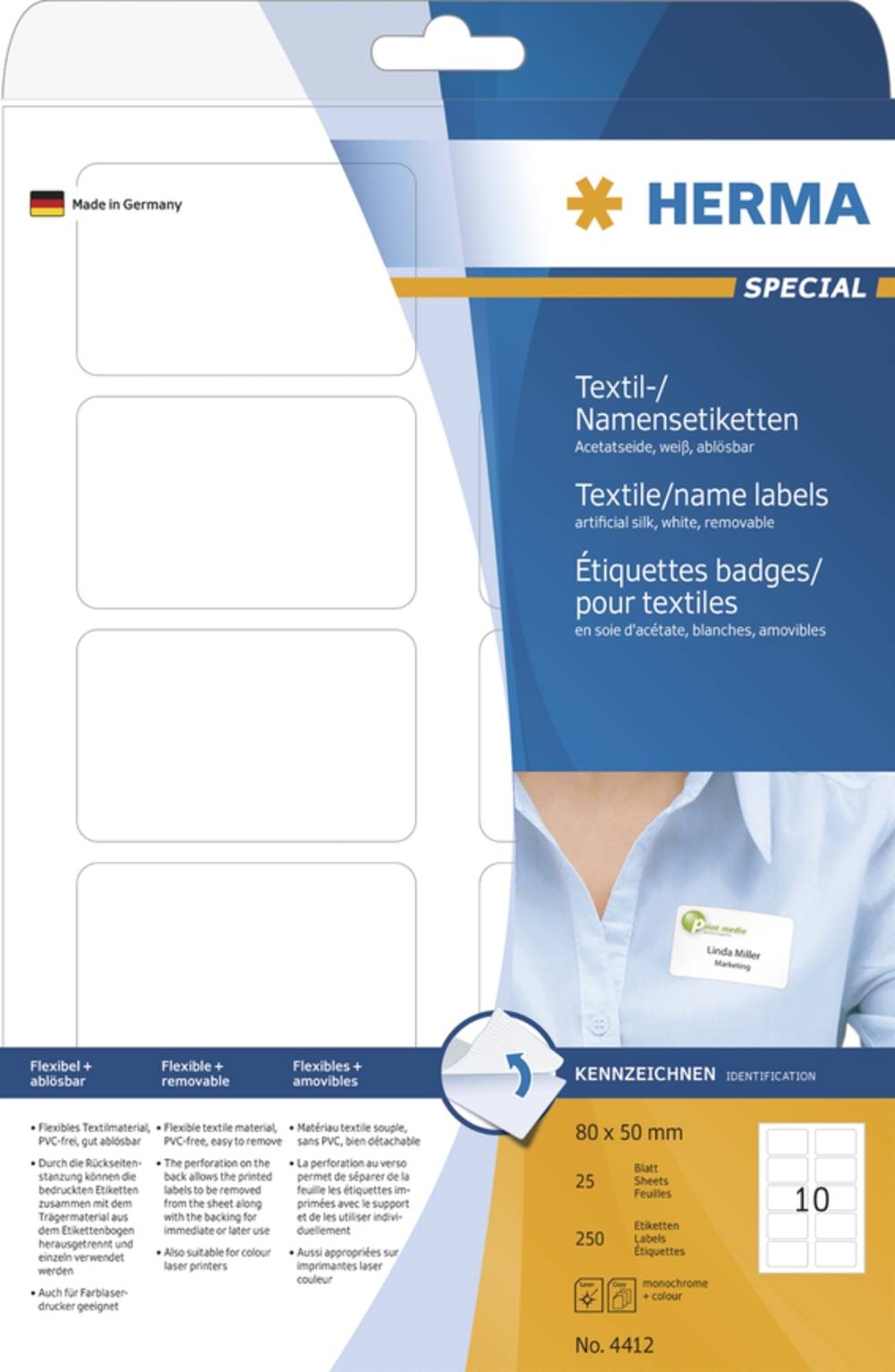 HERMA Namensetik. A4 80x50 mm trennbar weiß ablösbar 250 St. Multimedia-Technik Etiketten