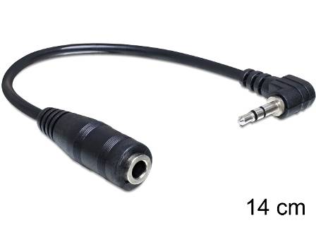 DELOCK Klinkekabel 3,5mm -> 2,5mm 90° Bu/St 0.14m Multimedia-Technik Audiokabel