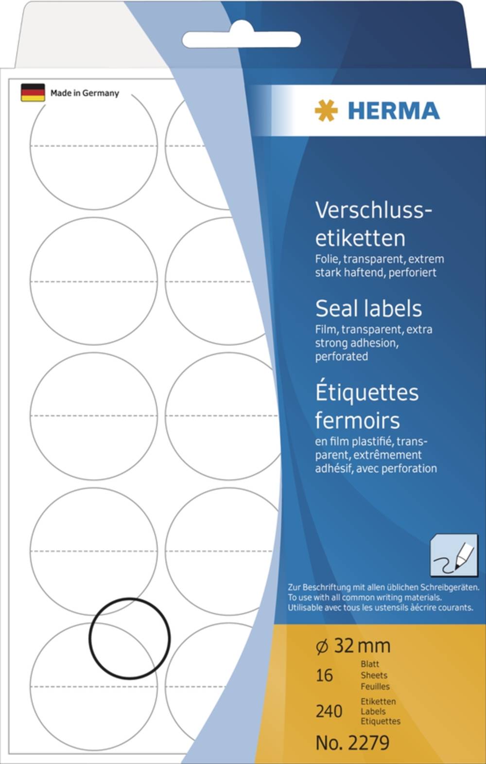HERMA Verschlussetik. transp. 32 mm extrem haftend 240 St. Multimedia-Technik Etiketten