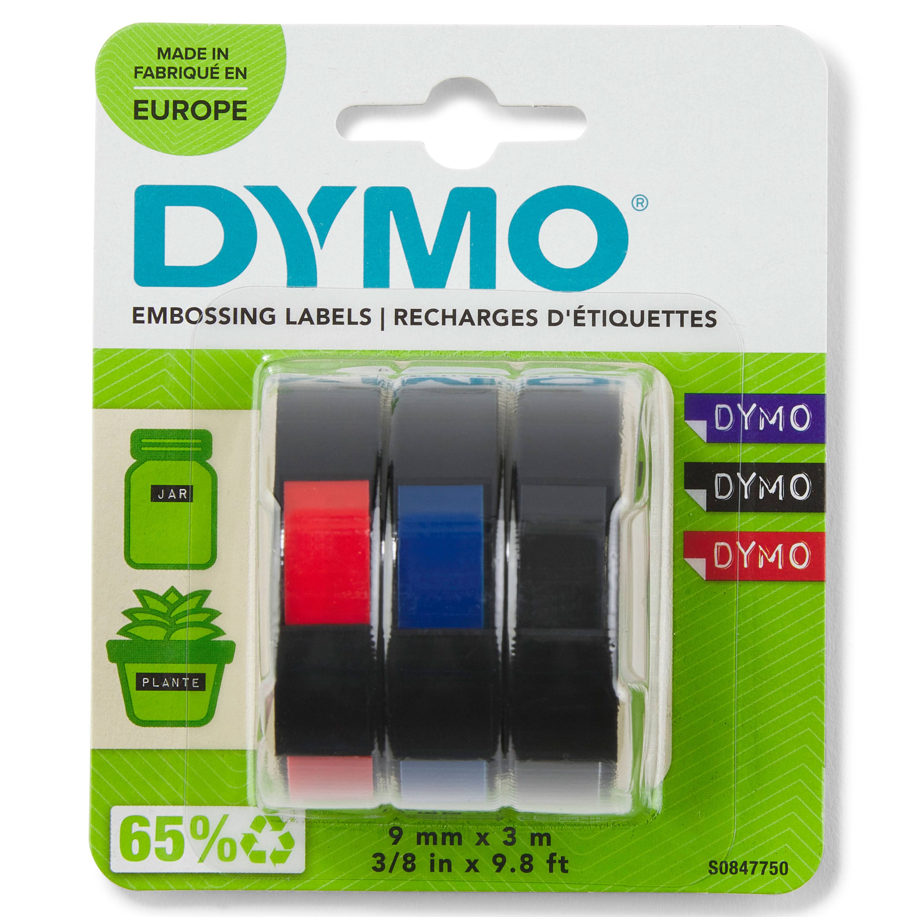DYMO Prägeband 3er Packung 9mmx3.0m rot/blau/schw. glänzen Blister Multimedia-Technik