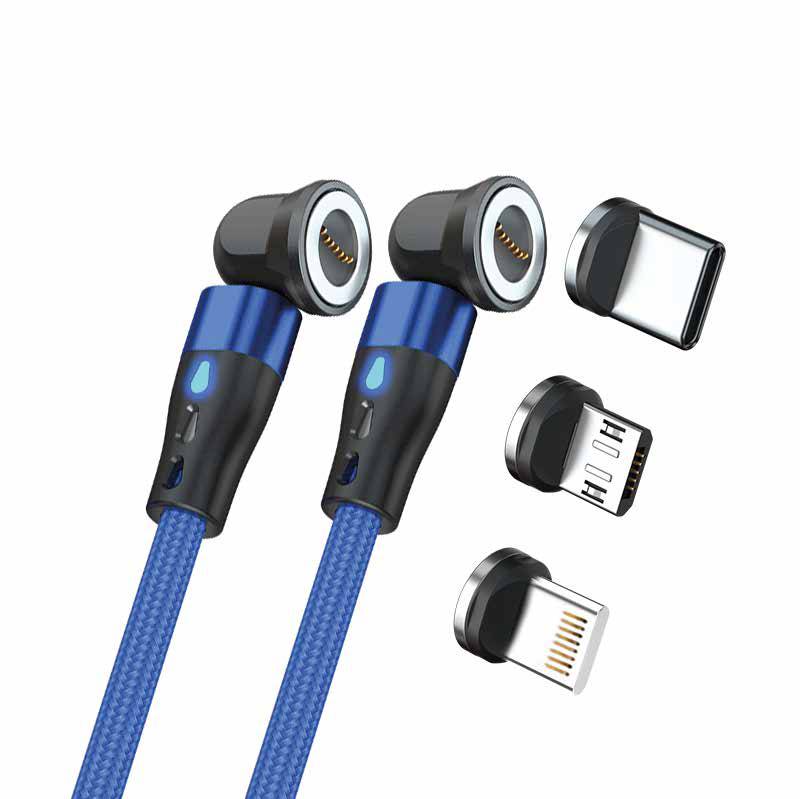 RealPower Magnetic cable,1m,2x magnetisch,blau mit Adaptern Multimedia-Technik Ladegerät