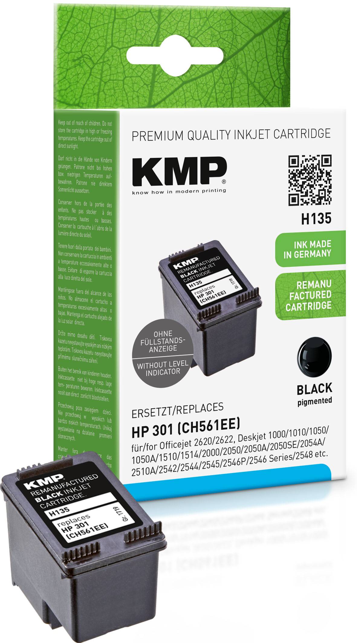 KMP Patrone HP CH561EE NR.301 black 190 S. H135 refilled Multimedia-Technik Patronen HP