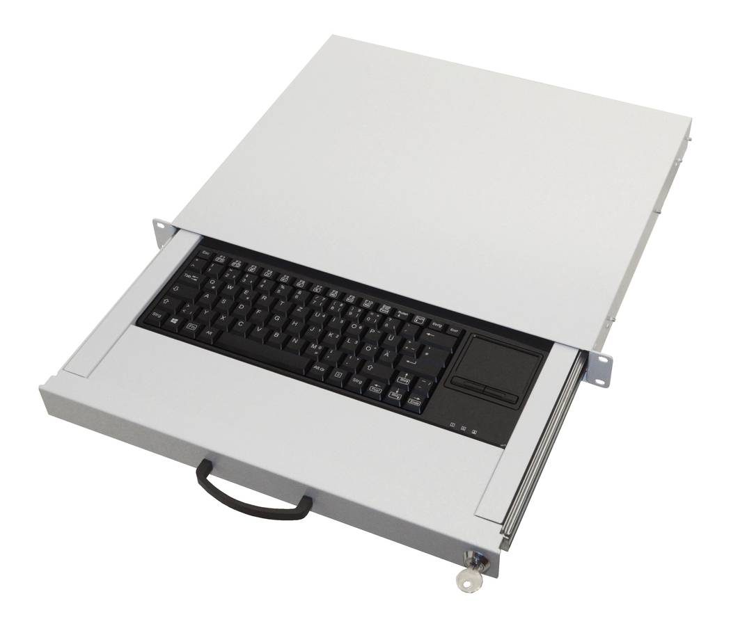 aixcase 19 Rack 1U Tastatur DE Touchpad USB lichtgrau Multimedia-Technik 19 Zubehör