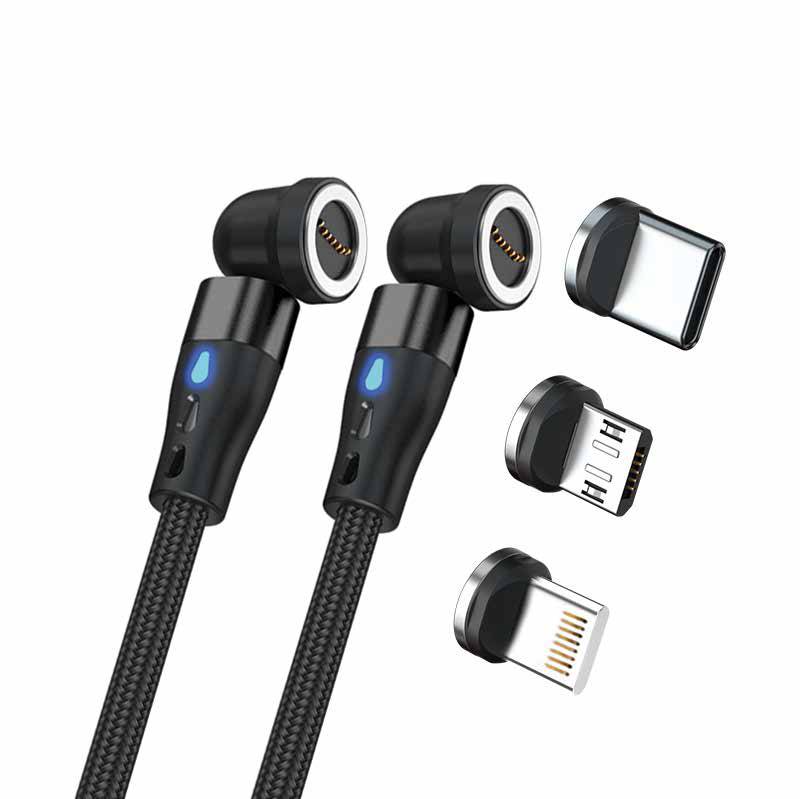 RealPower Magnetic cable,1m,2x magnetisch,schwarz mit Adapte Multimedia-Technik Ladegerät