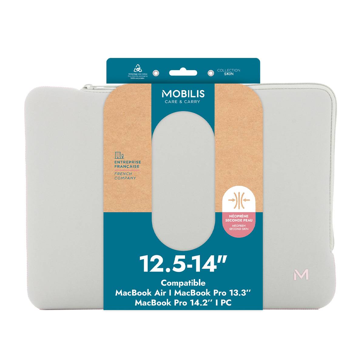 Mobilis Skin Sleeve 12.5-14 - Grey and pink Multimedia-Technik Notebook-Sleeve