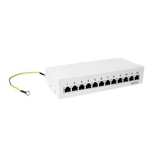 Logilink Patchpanel Tisch/Wand Cat.6 STP 12 Ports,lichtgrau Multimedia-Technik
