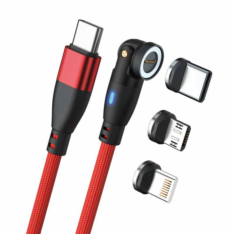 RealPower Magnetic cable 100 Watt,1m,rot mit Adaptern Multimedia-Technik Ladegerät
