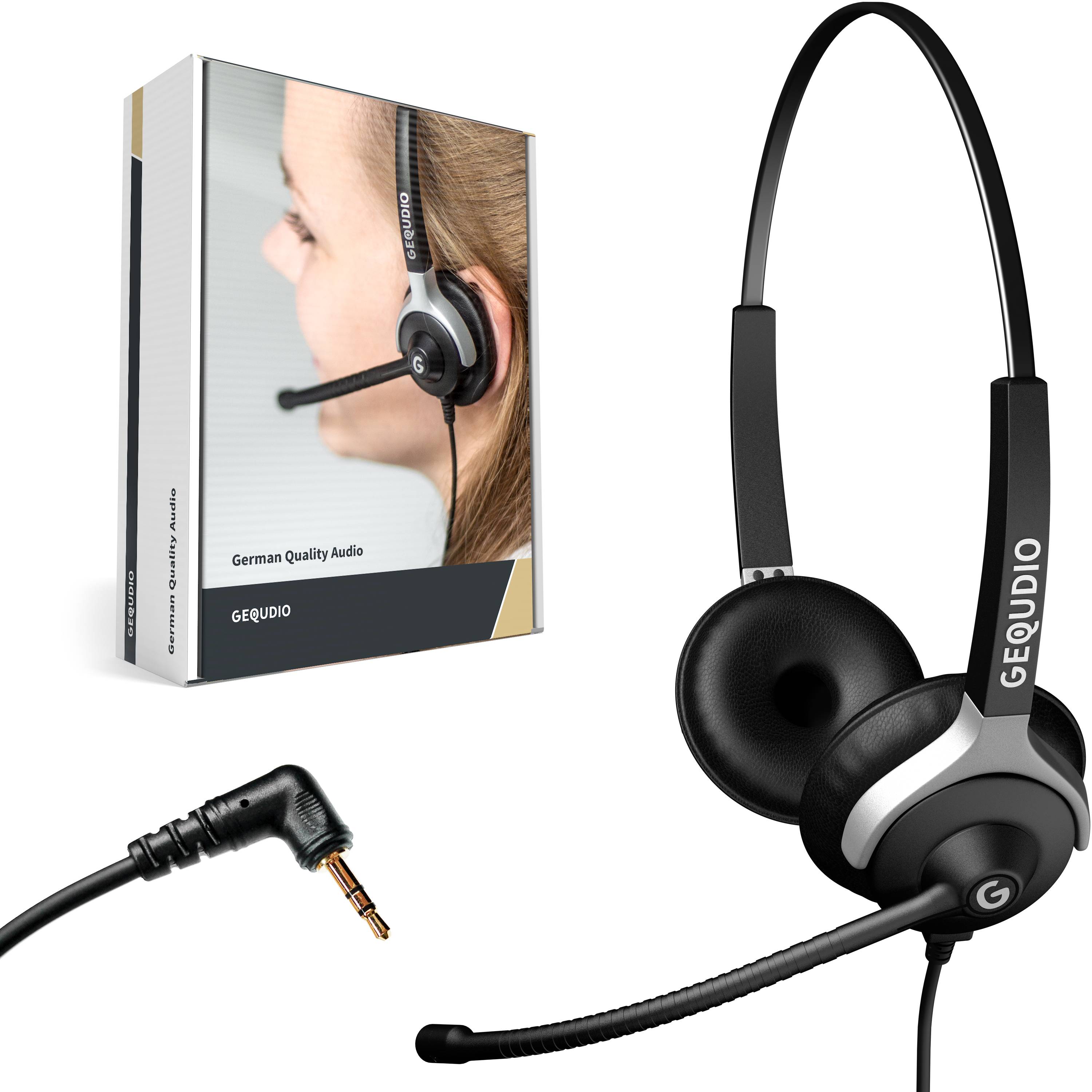 GEQUDIO Headset 2-Ohr mit 2.5mm Klinke Eingabe / Ausgabe Kopfhörer & Headsets