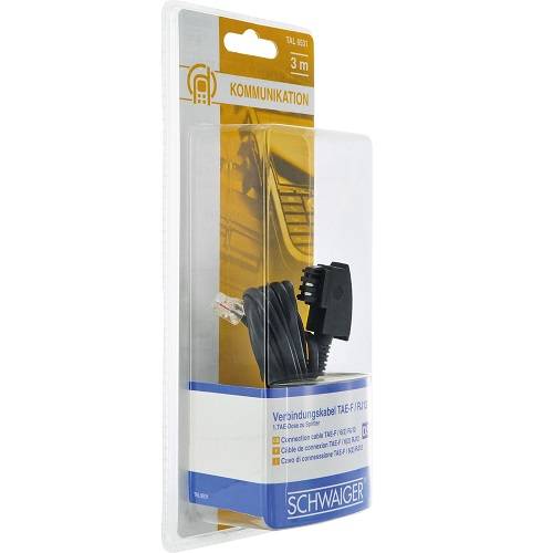 Schwaiger DSL-Kabel RJ12 6P2C -> TAE-F 6P4C 3m Schwarz Multimedia-Technik Netzwerkzubehör