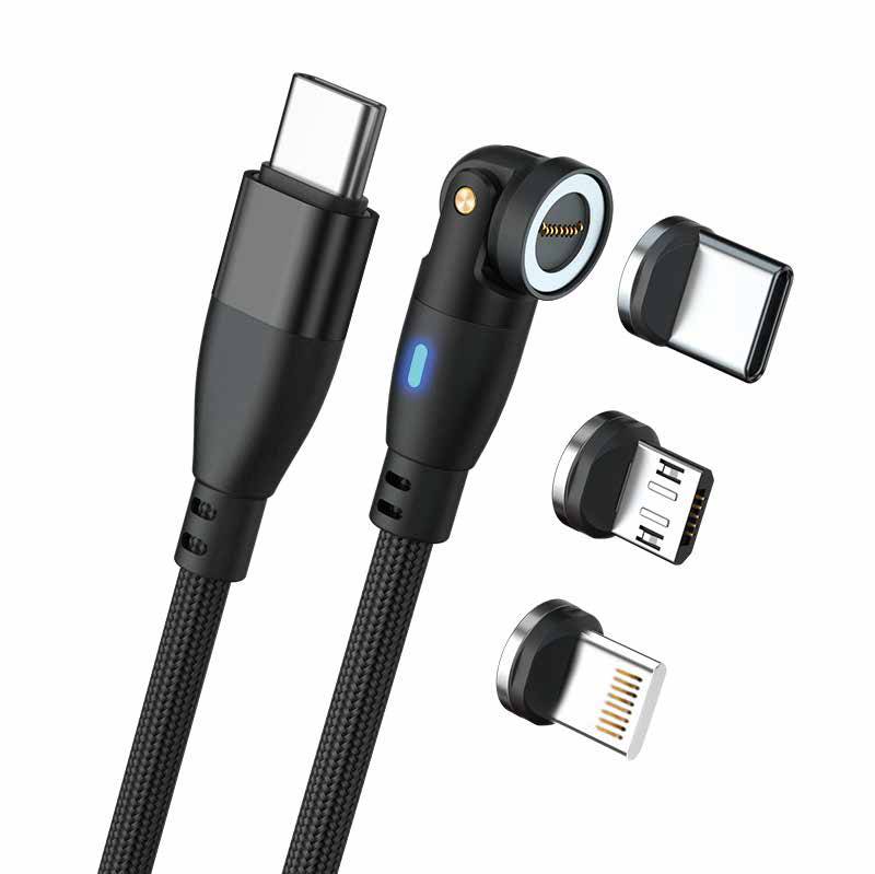 RealPower Magnetic cable 100 Watt,1m,black mit Adaptern Multimedia-Technik Ladegerät