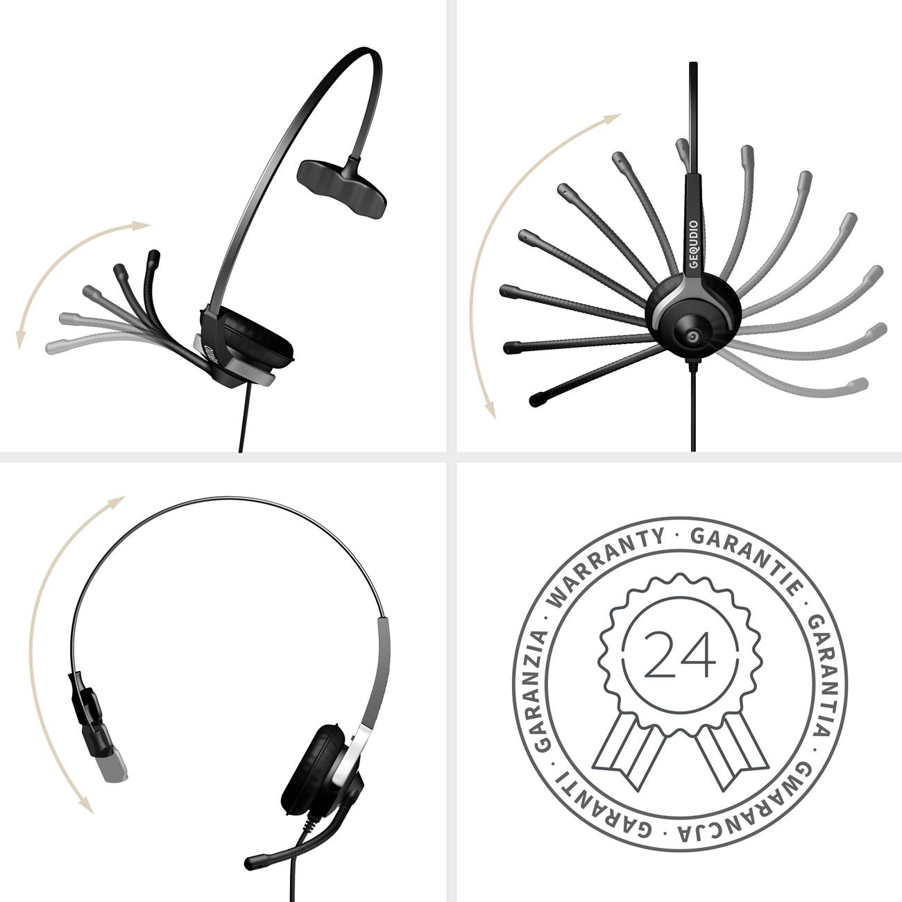 GEQUDIO Headset 1-Ohr für Cisco mit Kabel Eingabe / Ausgabe Kopfhörer & Headsets