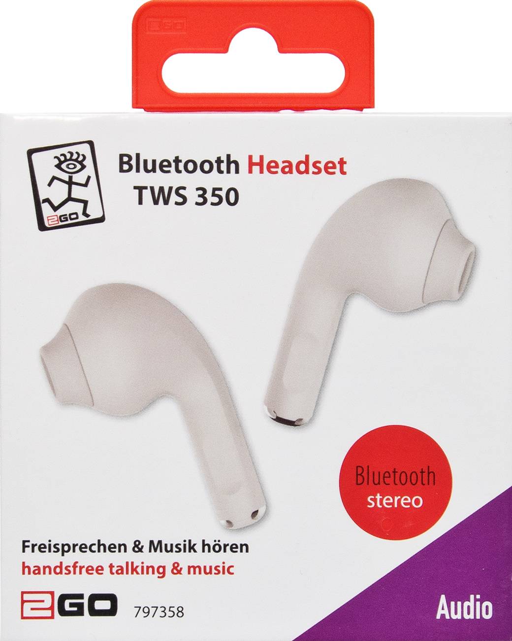 2GO Bluetooth Headset TWS 350 weiss Eingabe / Ausgabe Kopfhörer & Headsets