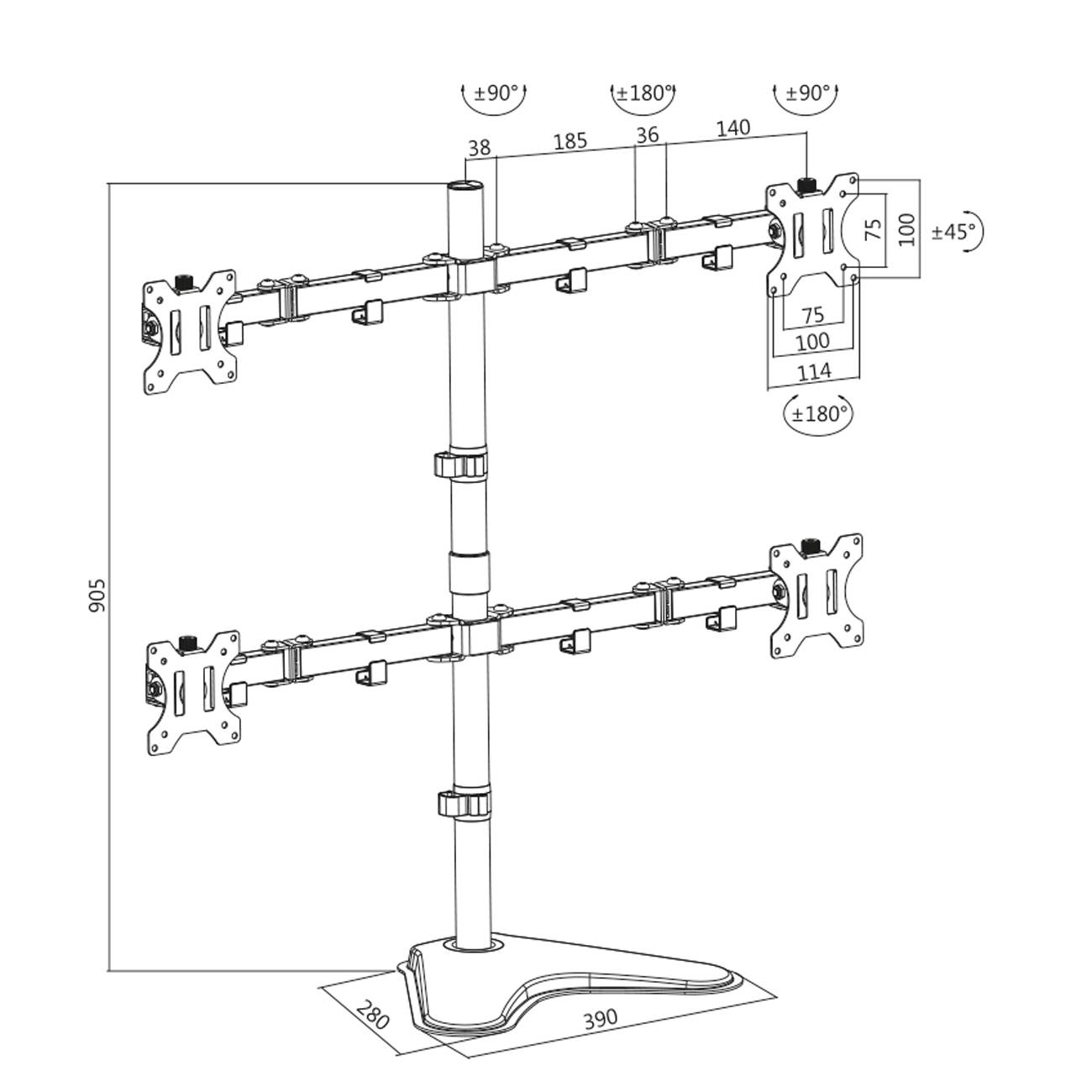 Logilink TIS 13-32 4TFT 3Gelenke schw. Max.8KG,460mm Arm Multimedia-Technik Tischhalter für Monitor